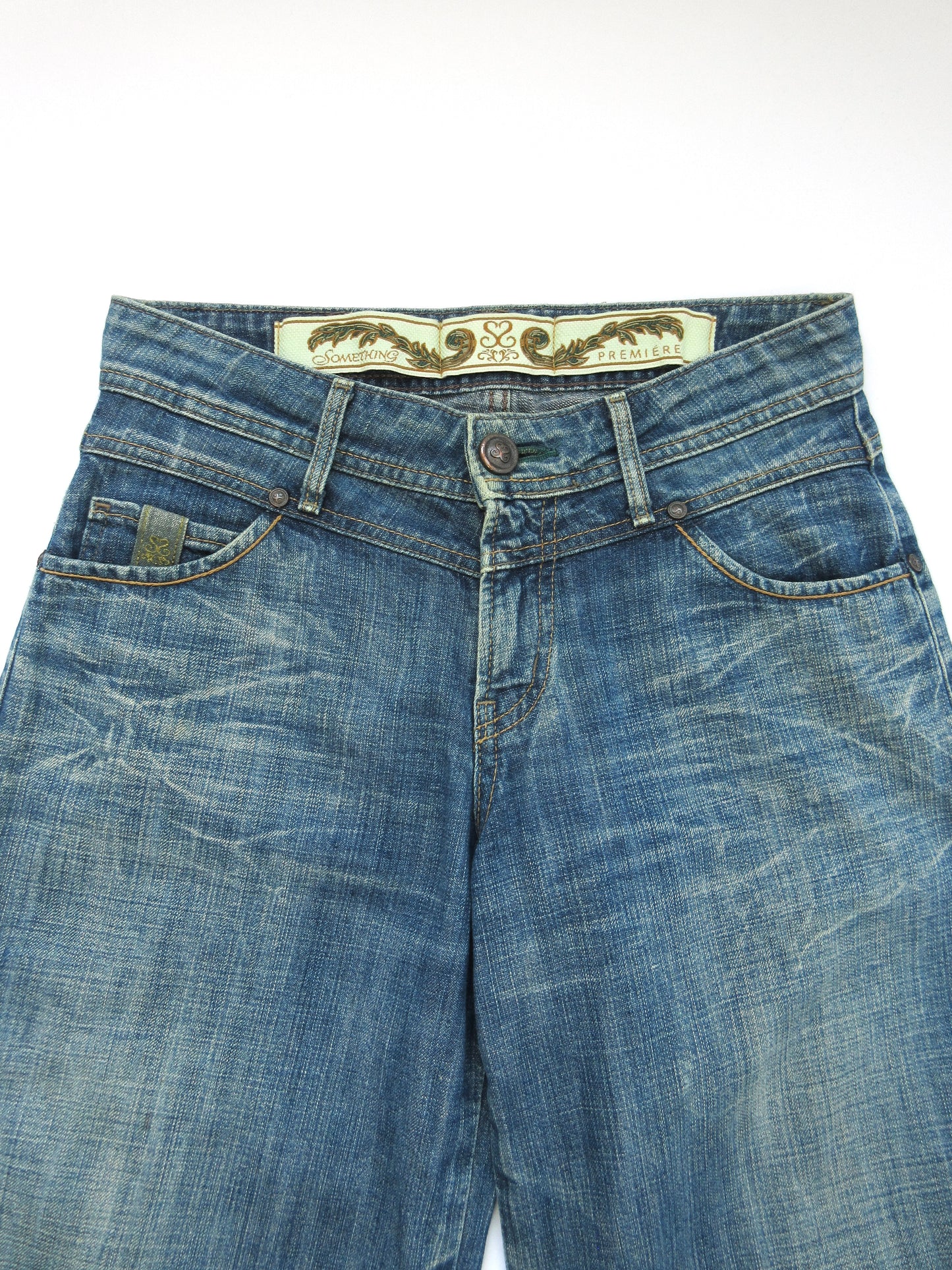denim aging bermuda pants