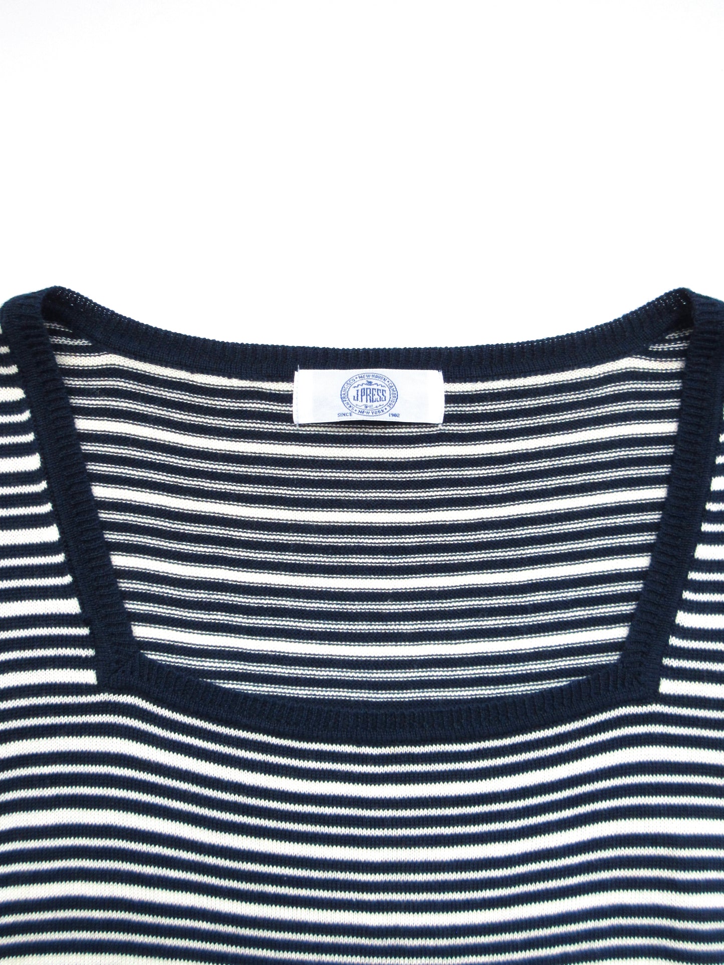 navy stripe sleeveless cotton knit