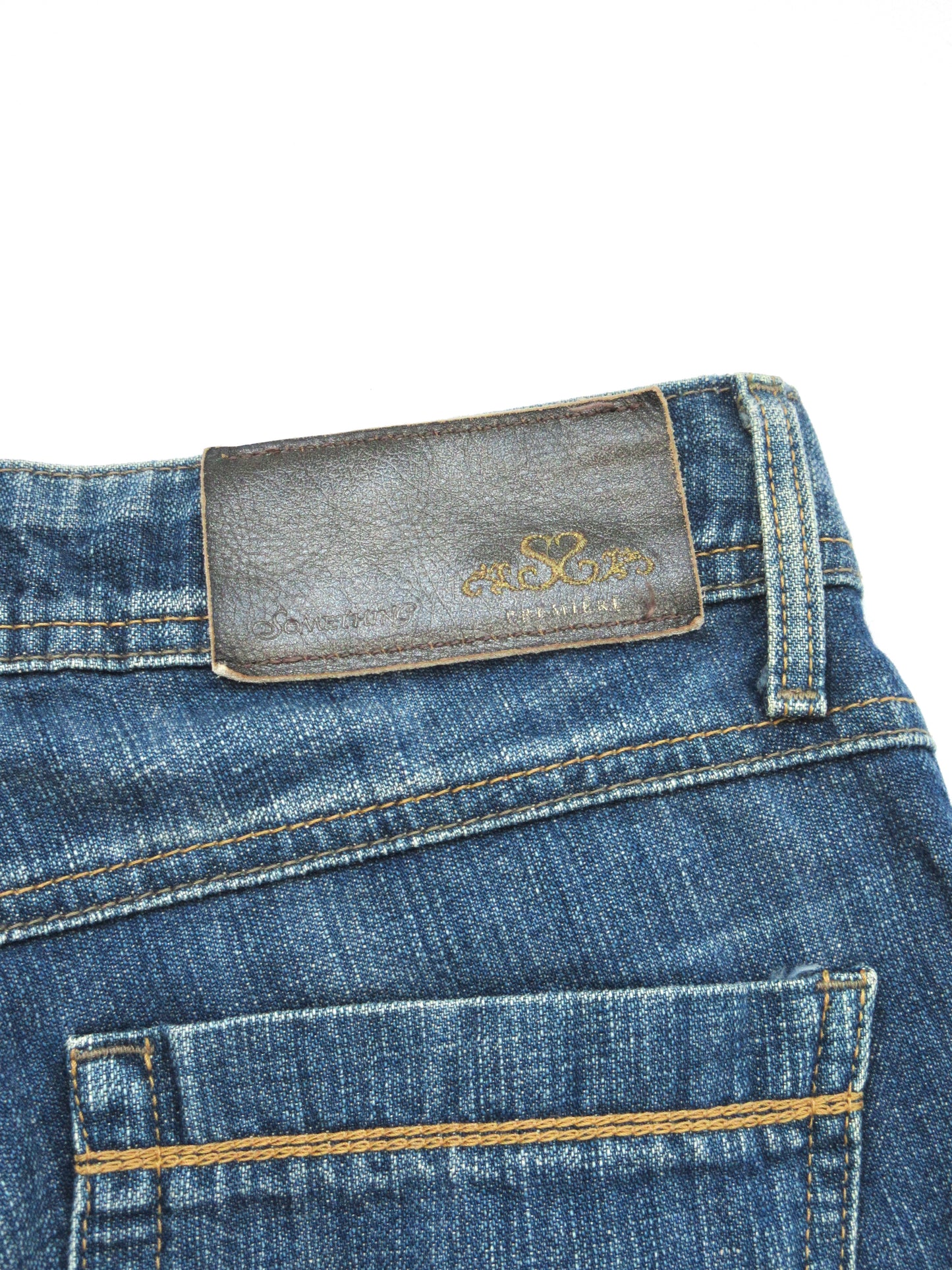 denim aging bermuda pants
