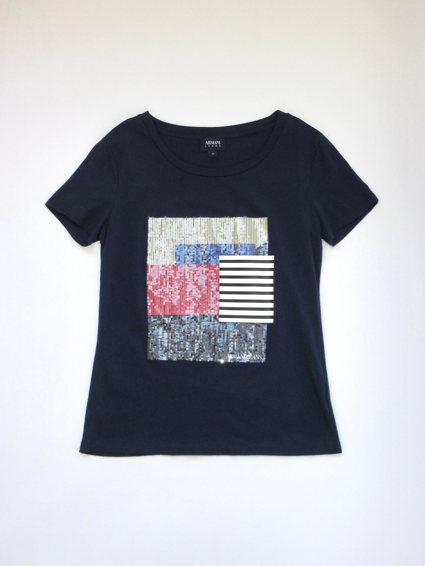 ARMANI JEANS spangle design t-shirt
