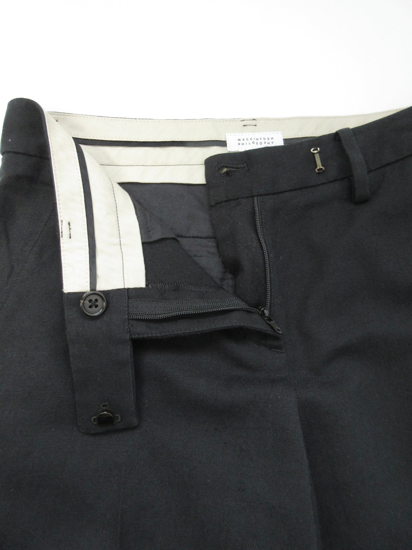 black linen straight slacks