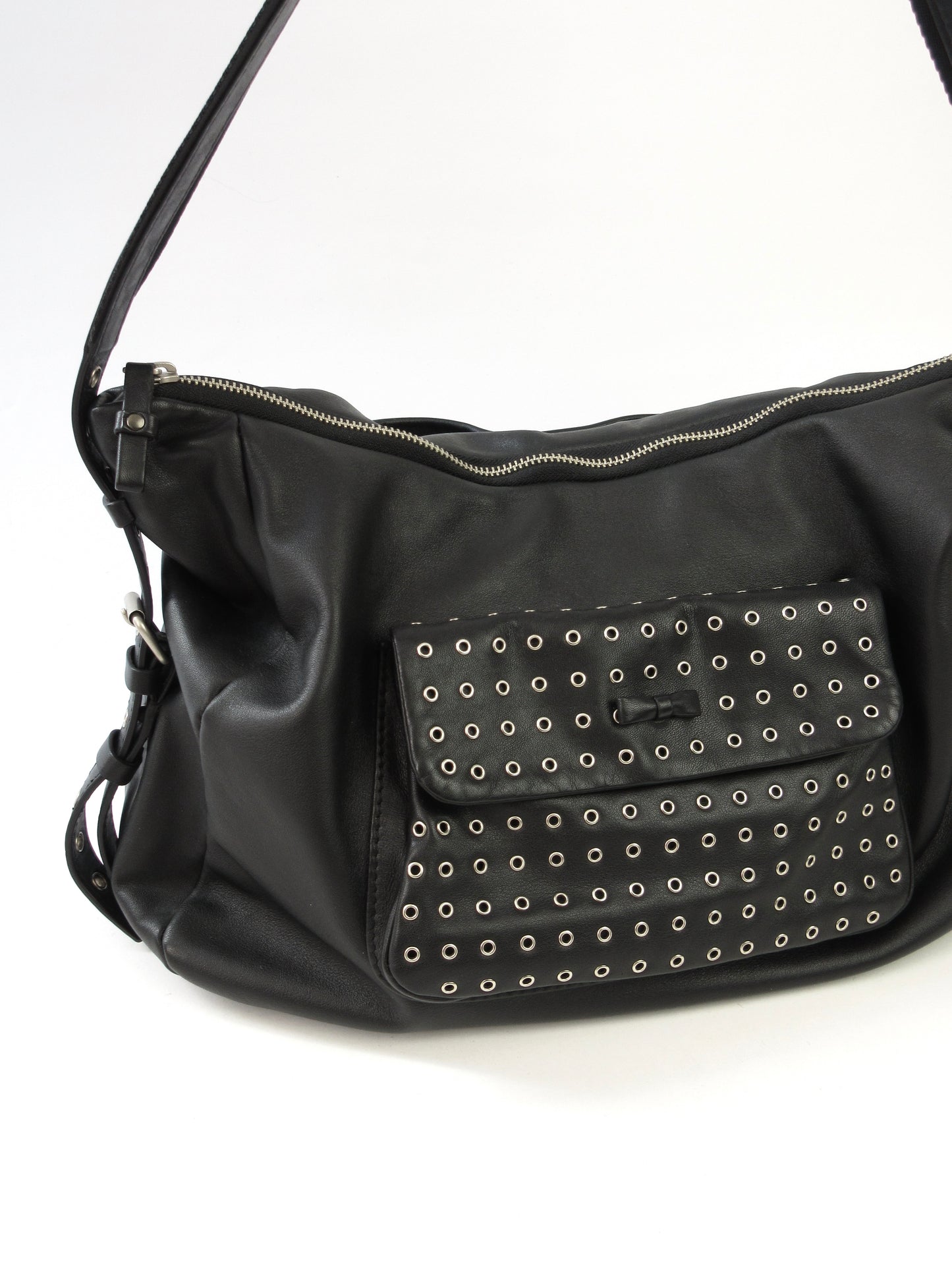 agnes b. eyelet design shoulder bag