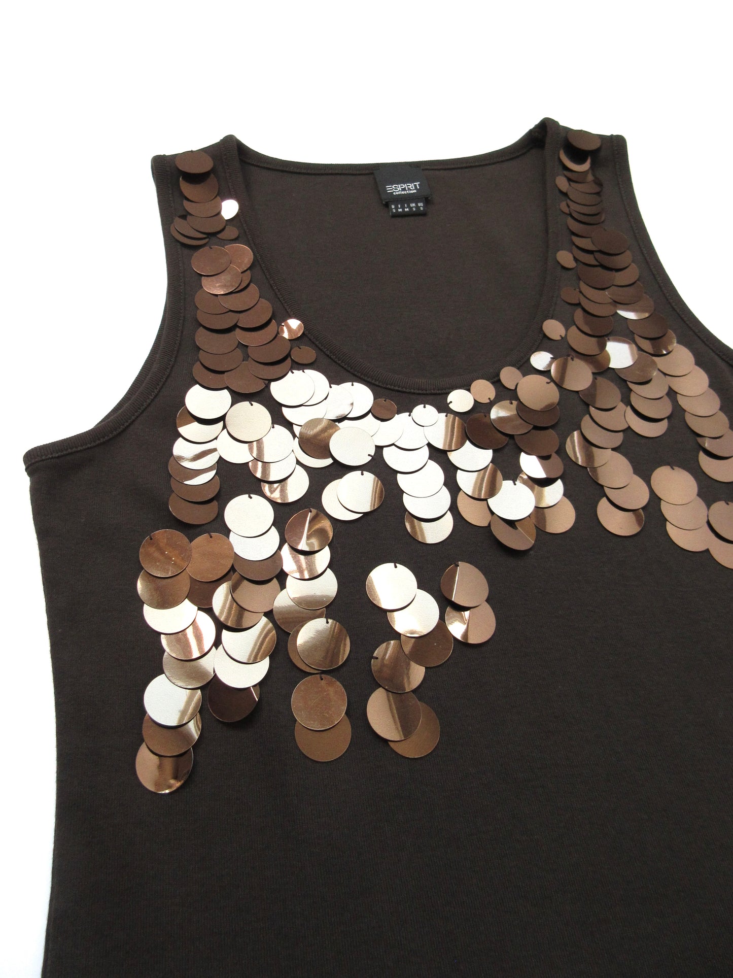 spangle brown tank top