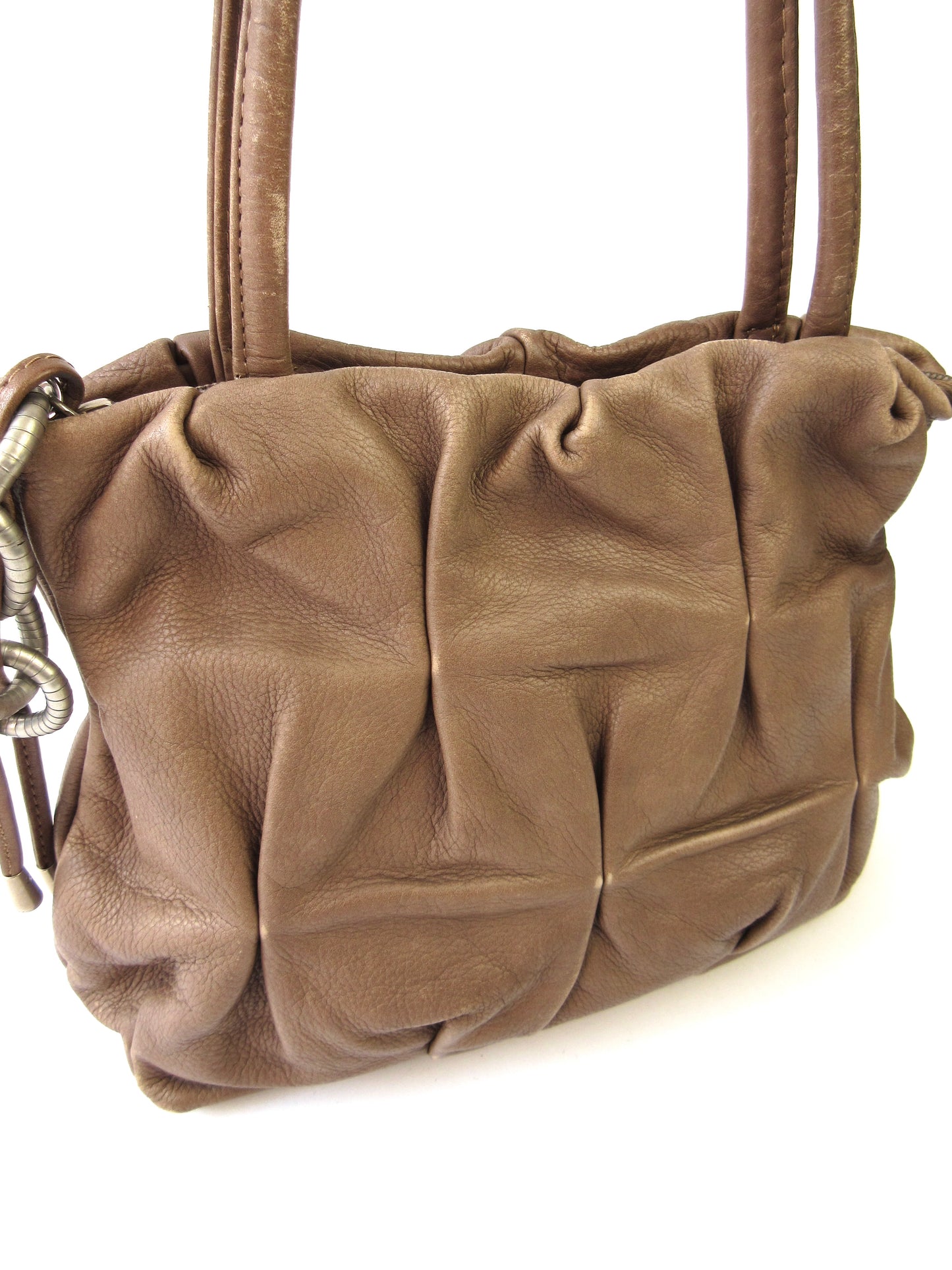 tucked leather shoulder bag