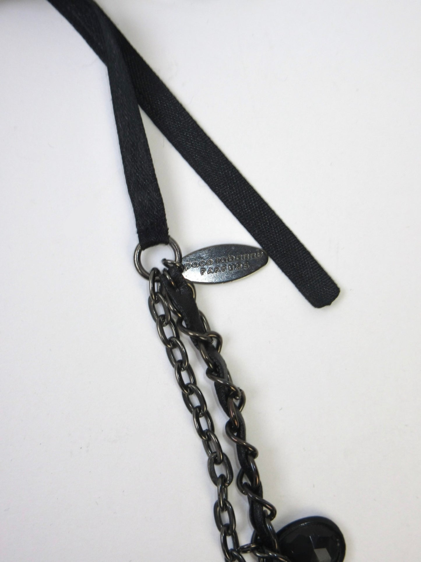 paco rabanne black long necklace