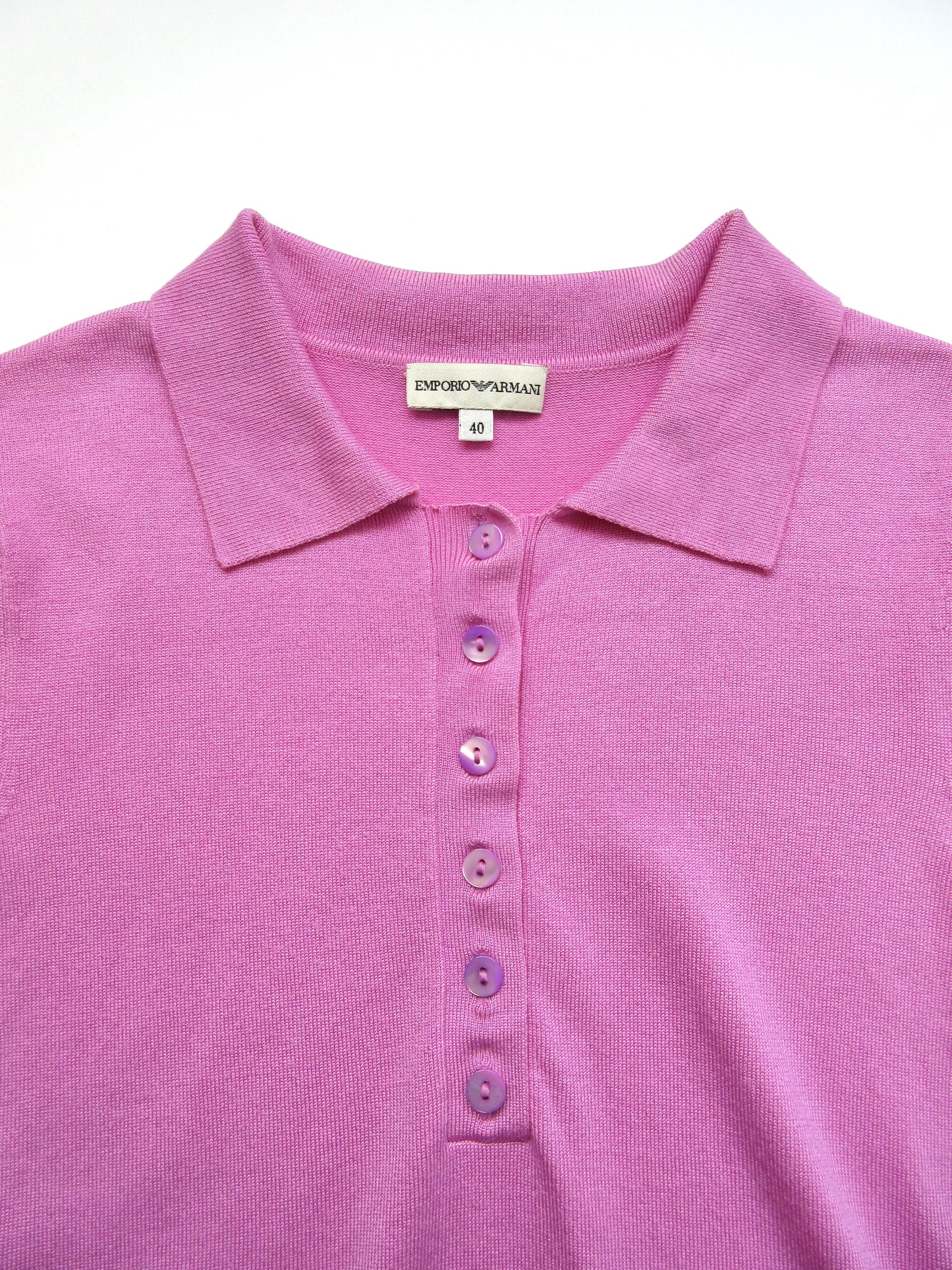 EMPORIO ARMANI pink polo silk knit