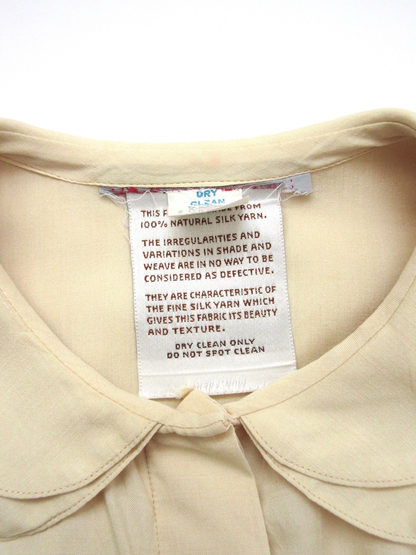 【used】round collar ivory yellow blouse