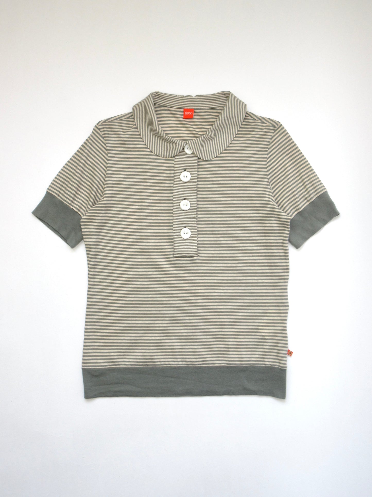HUGO BOSS stripe round collar polo shirt