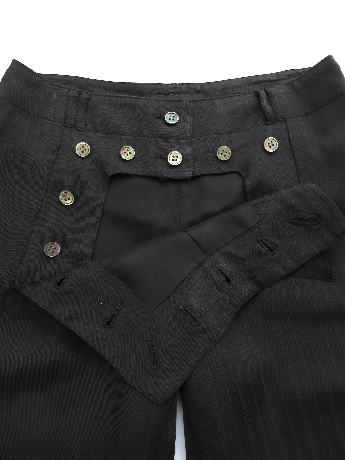 silky stripe button design pants