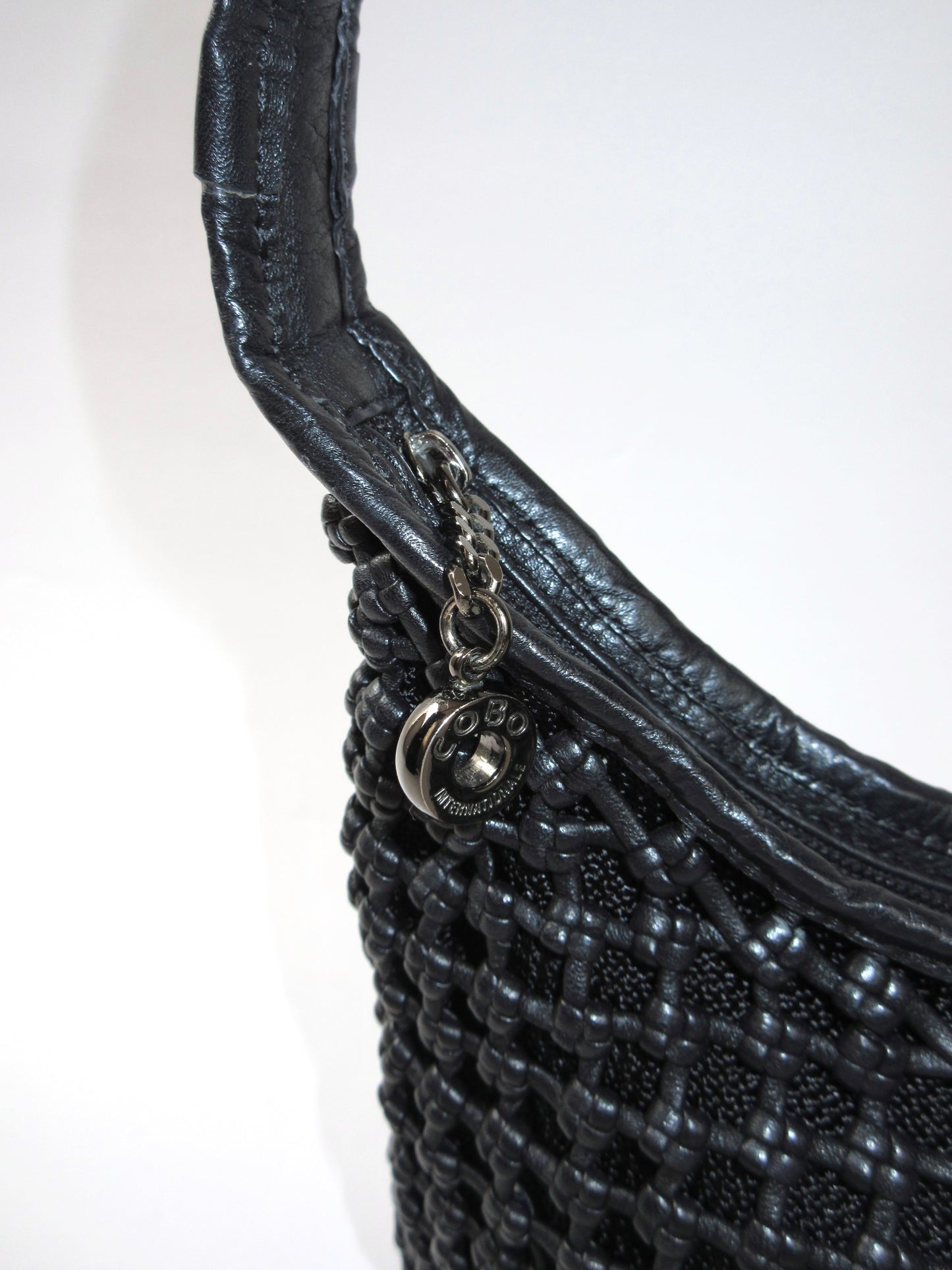crochet leather sholder bag