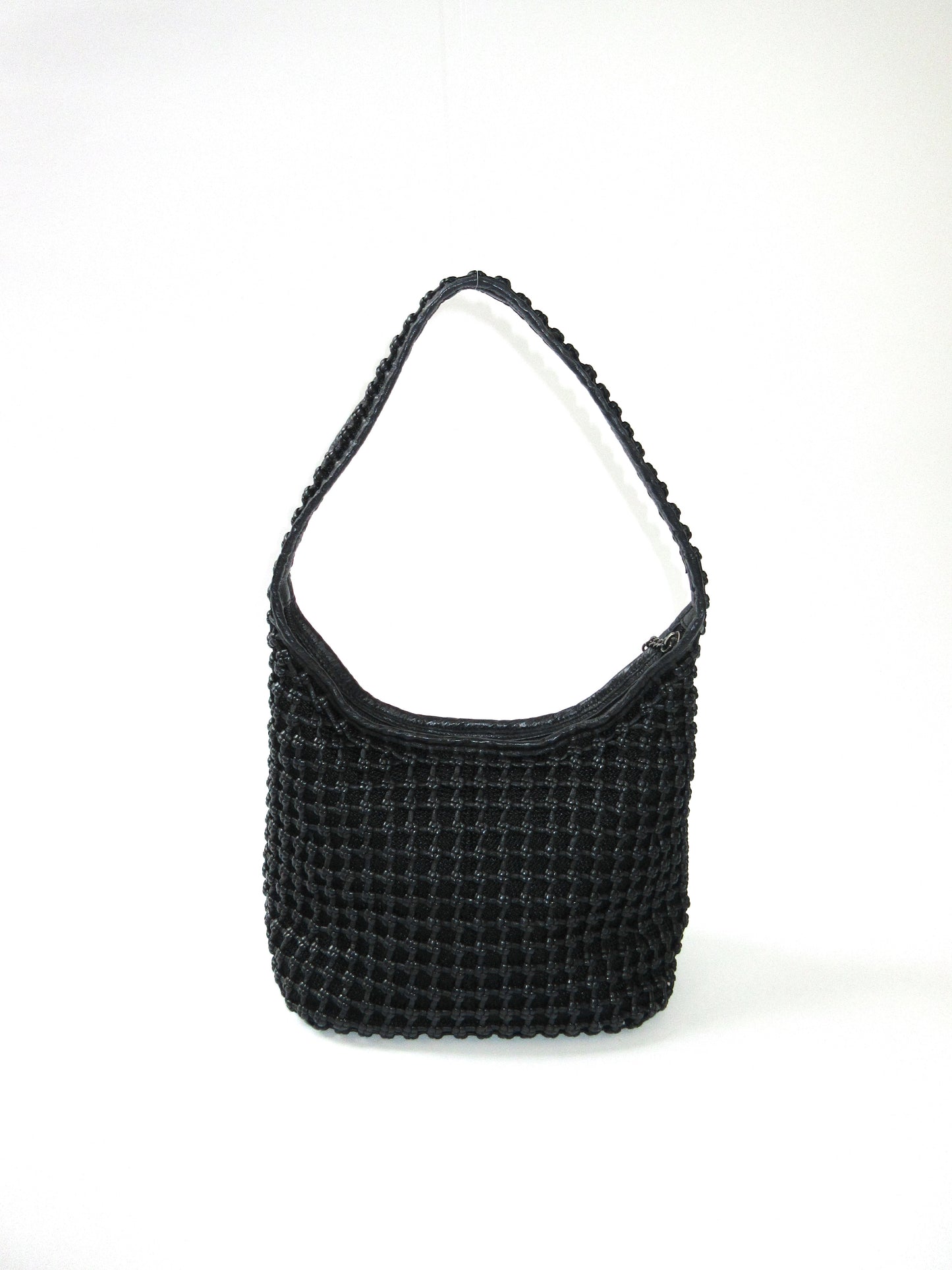 crochet leather sholder bag