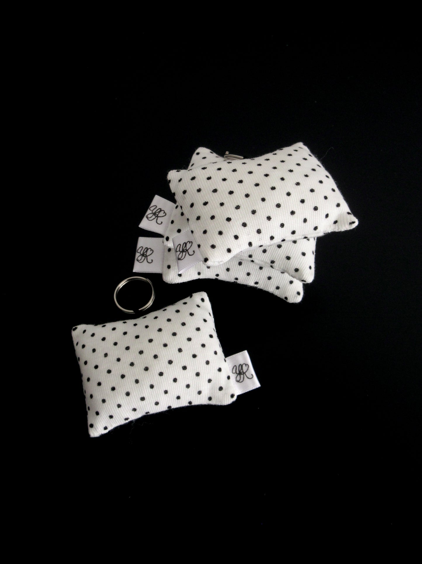 square polka dots keyring