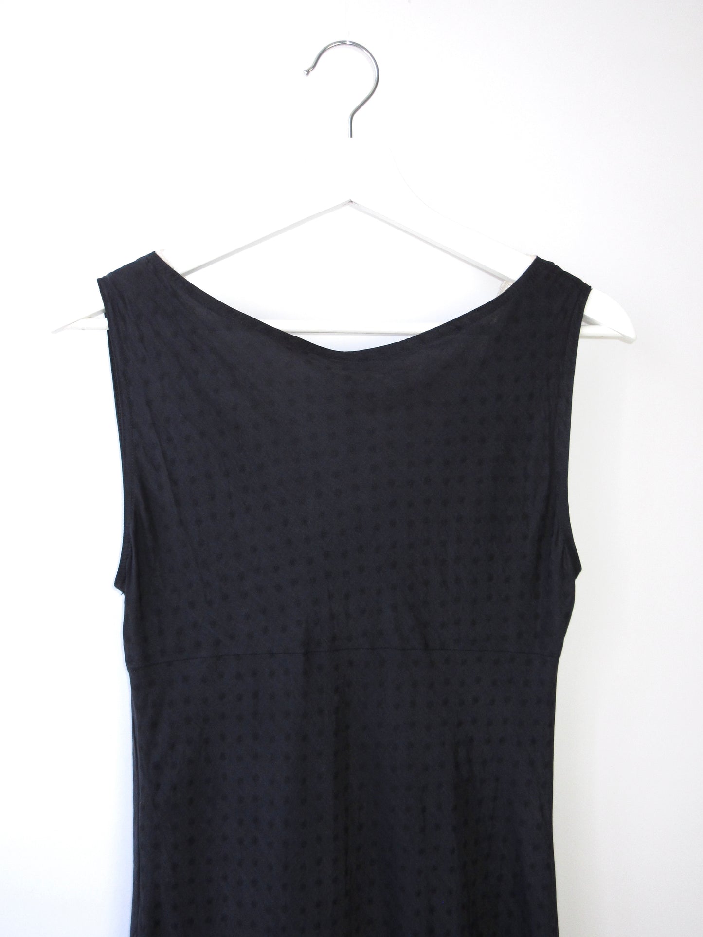 dark navy polka dots asymmetry dress