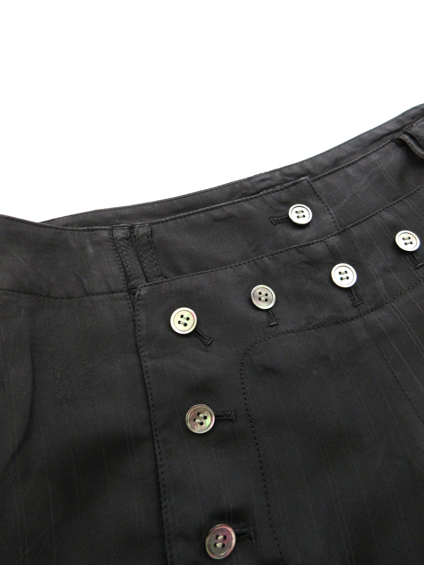 silky stripe button design pants