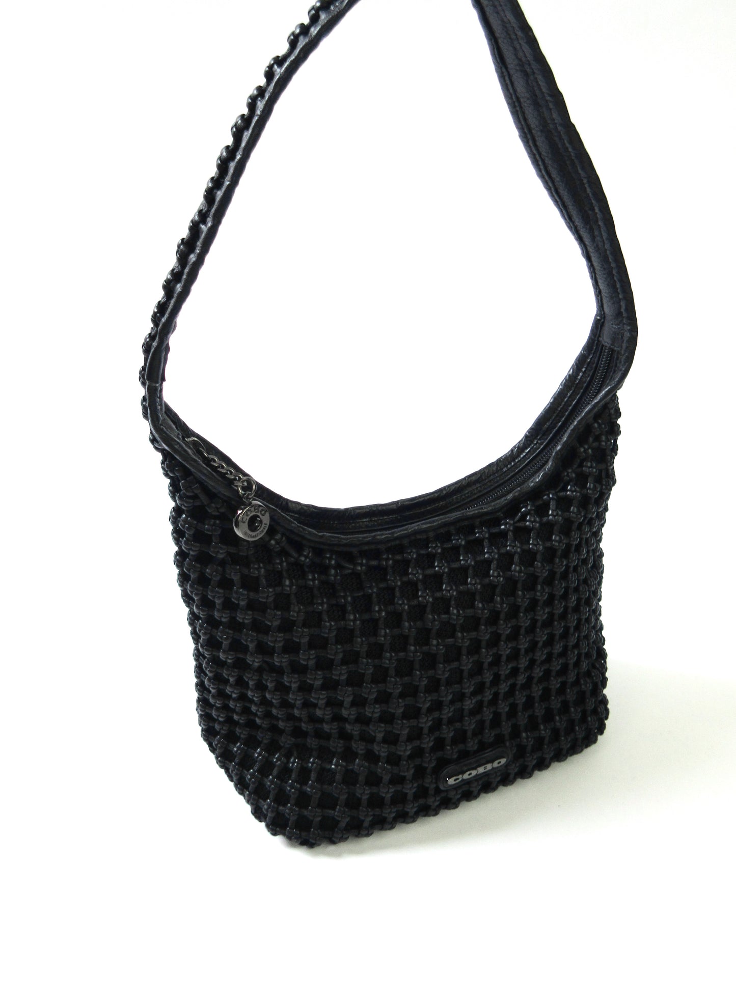 crochet leather sholder bag