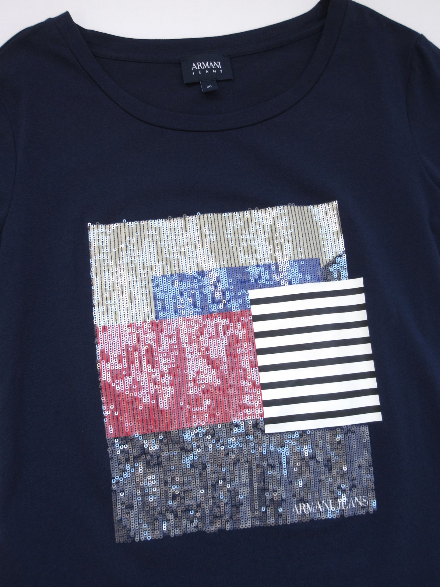 ARMANI JEANS spangle design t-shirt