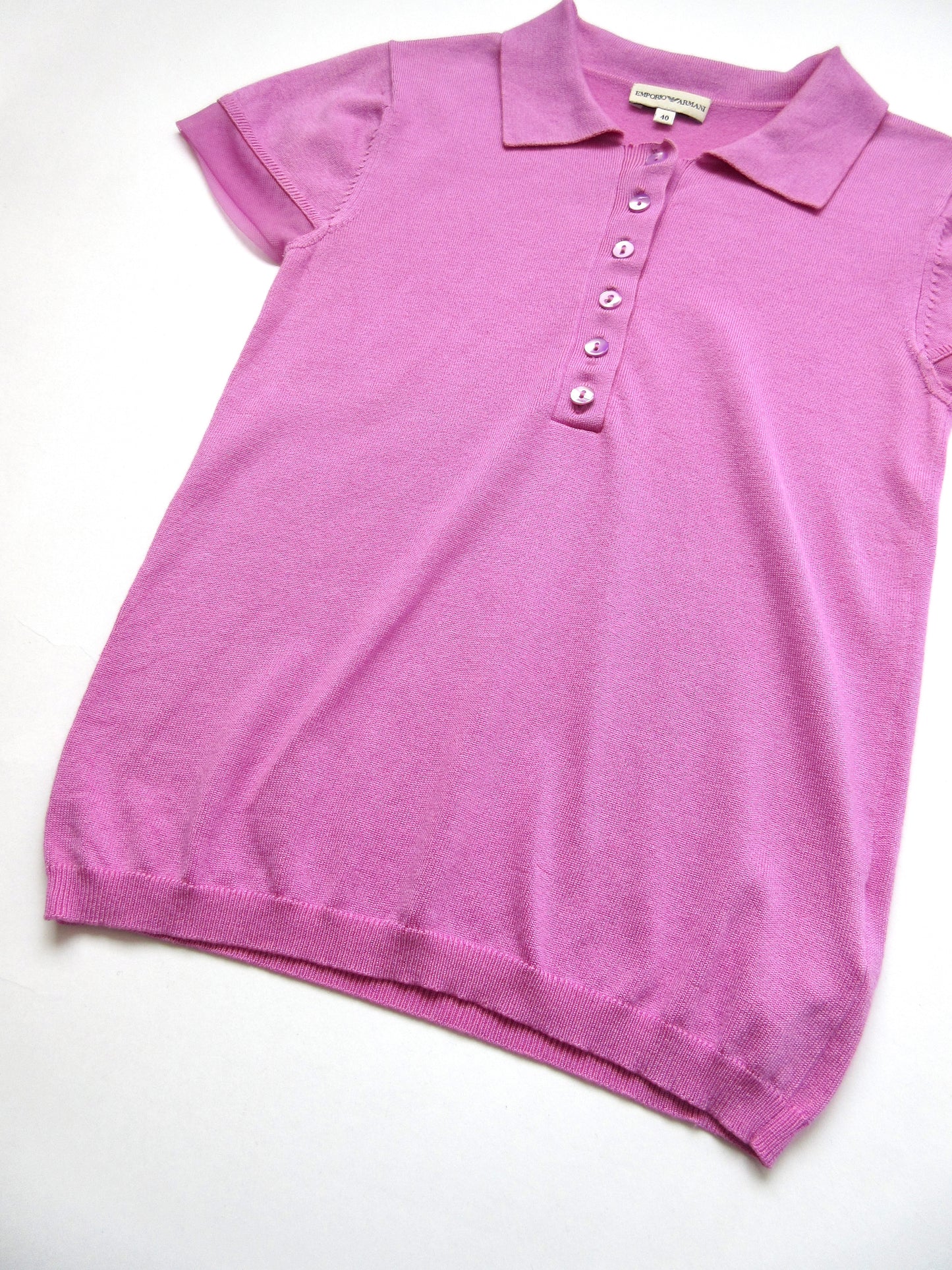 EMPORIO ARMANI pink polo silk knit