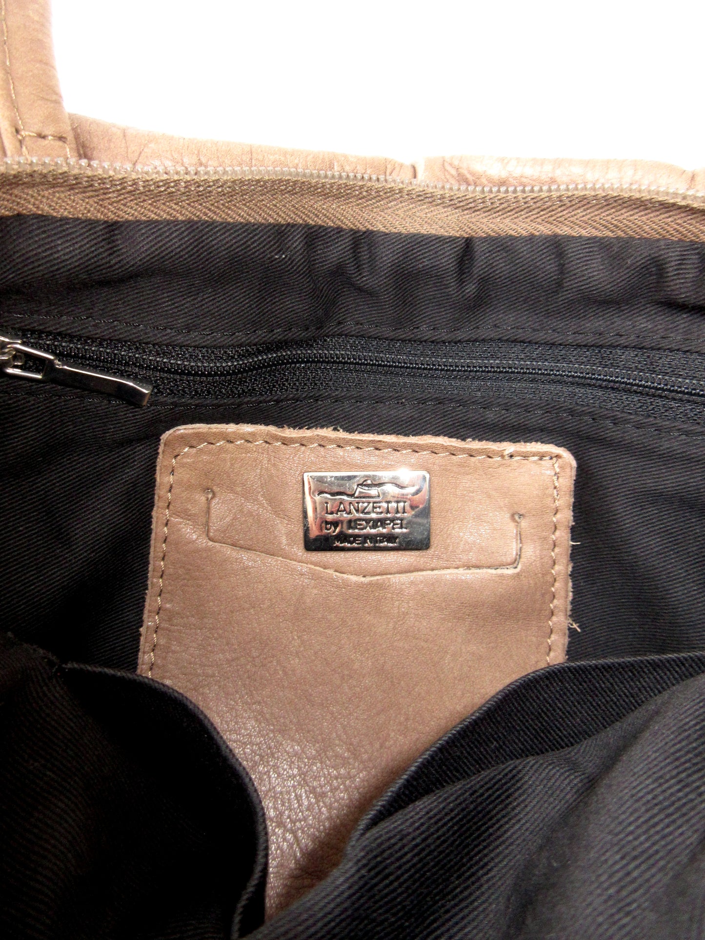 tucked leather shoulder bag