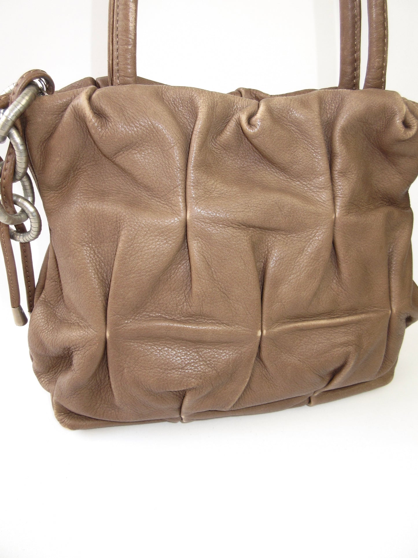 tucked leather shoulder bag