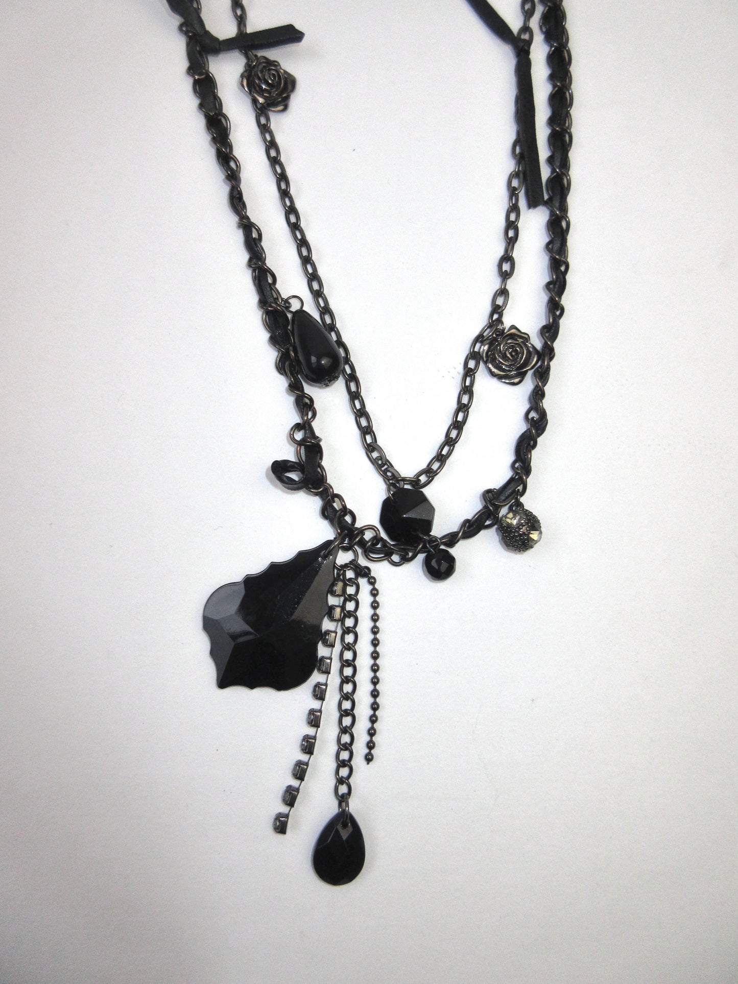 paco rabanne black long necklace