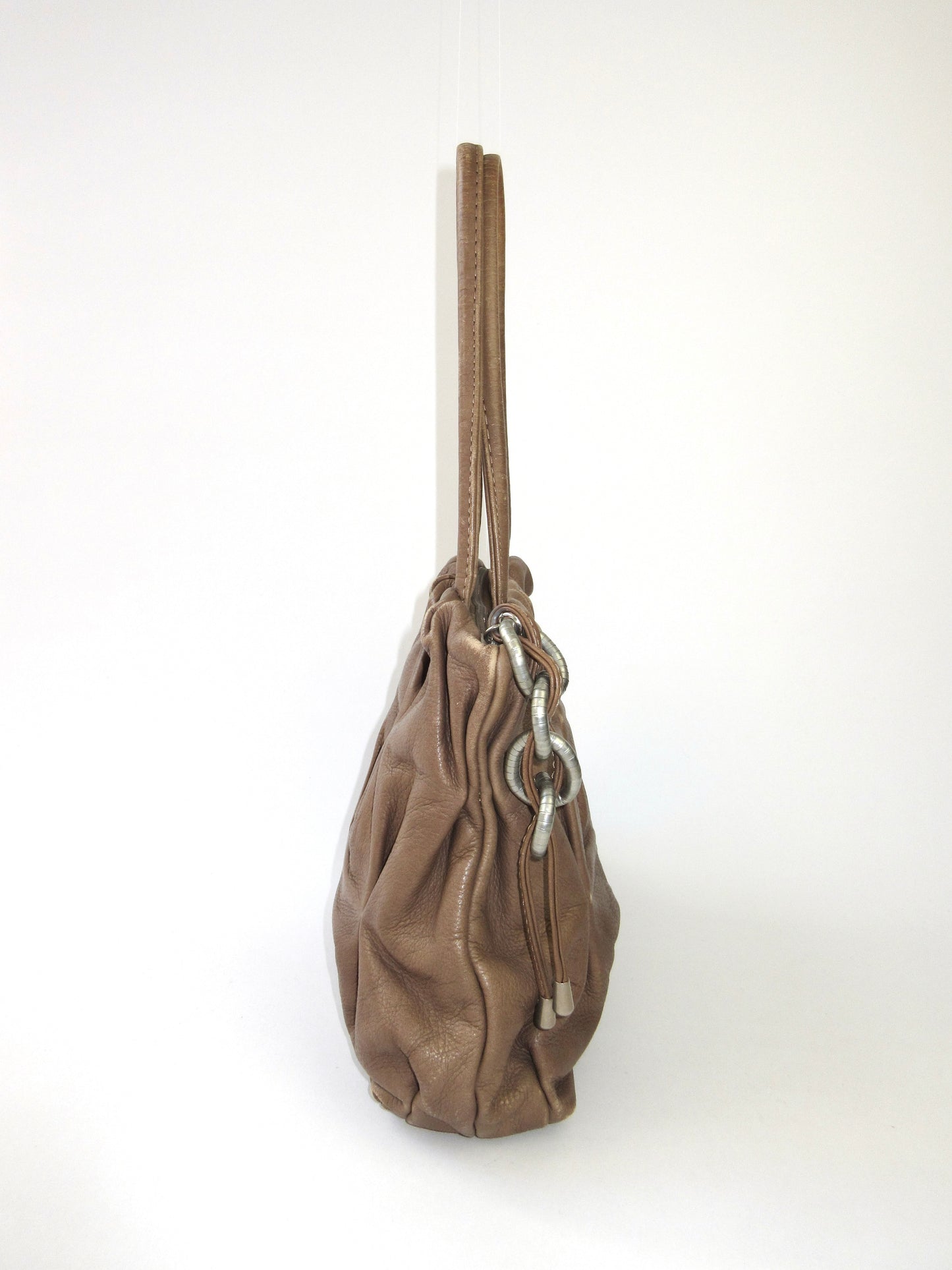 tucked leather shoulder bag