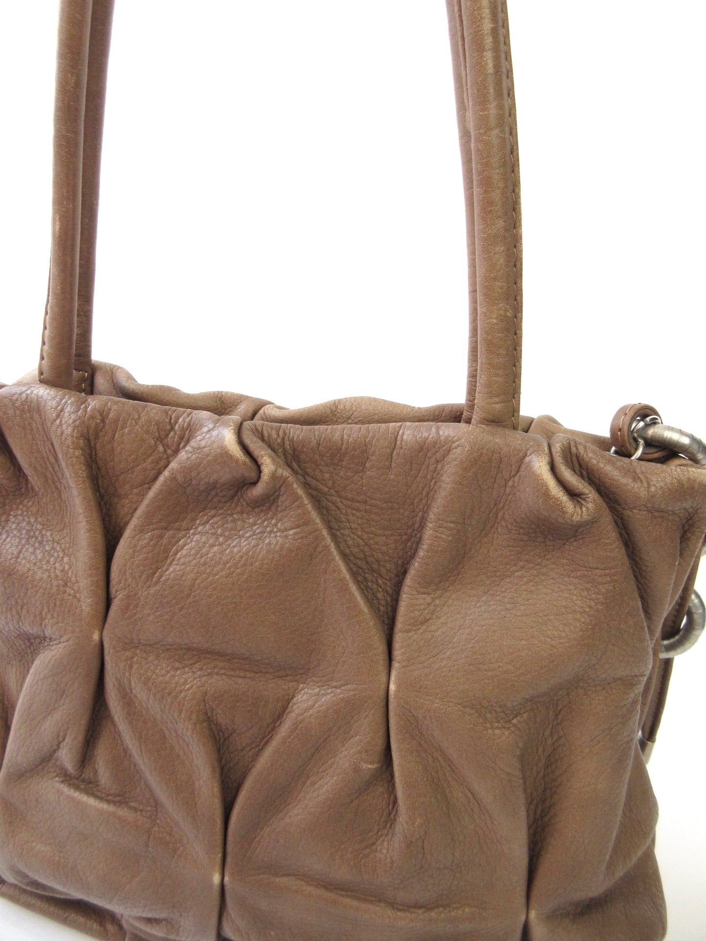 tucked leather shoulder bag