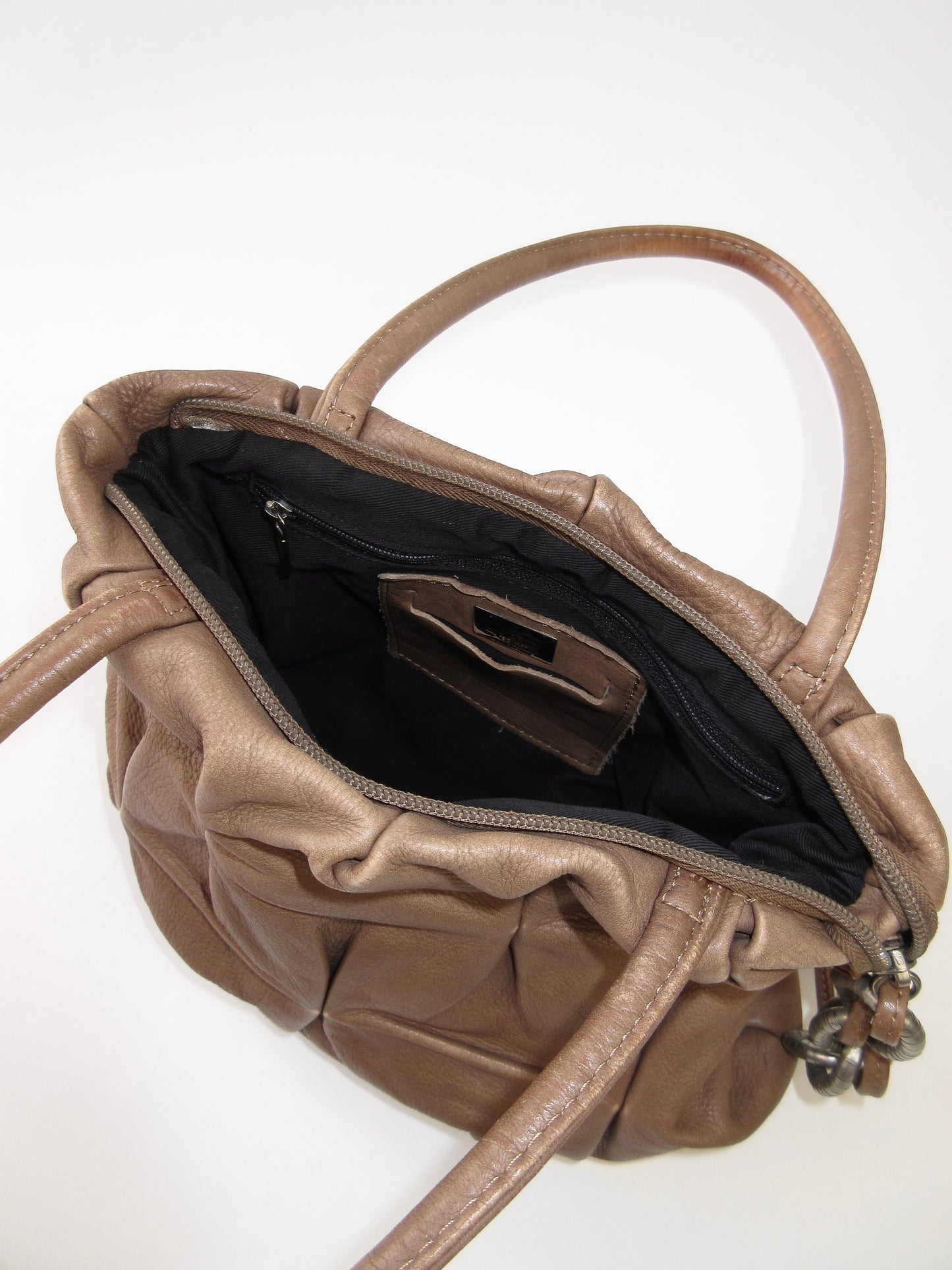 tucked leather shoulder bag