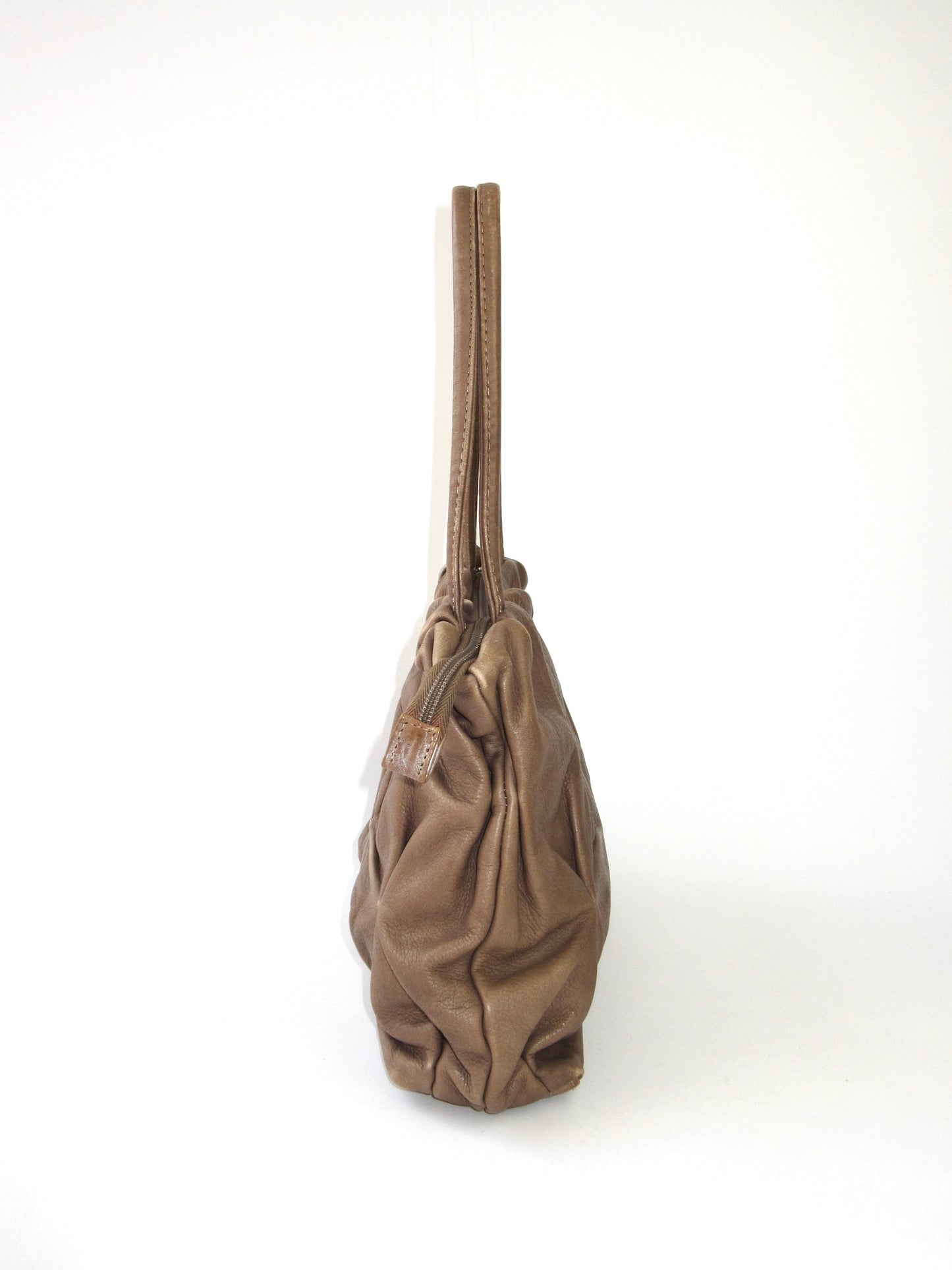 tucked leather shoulder bag