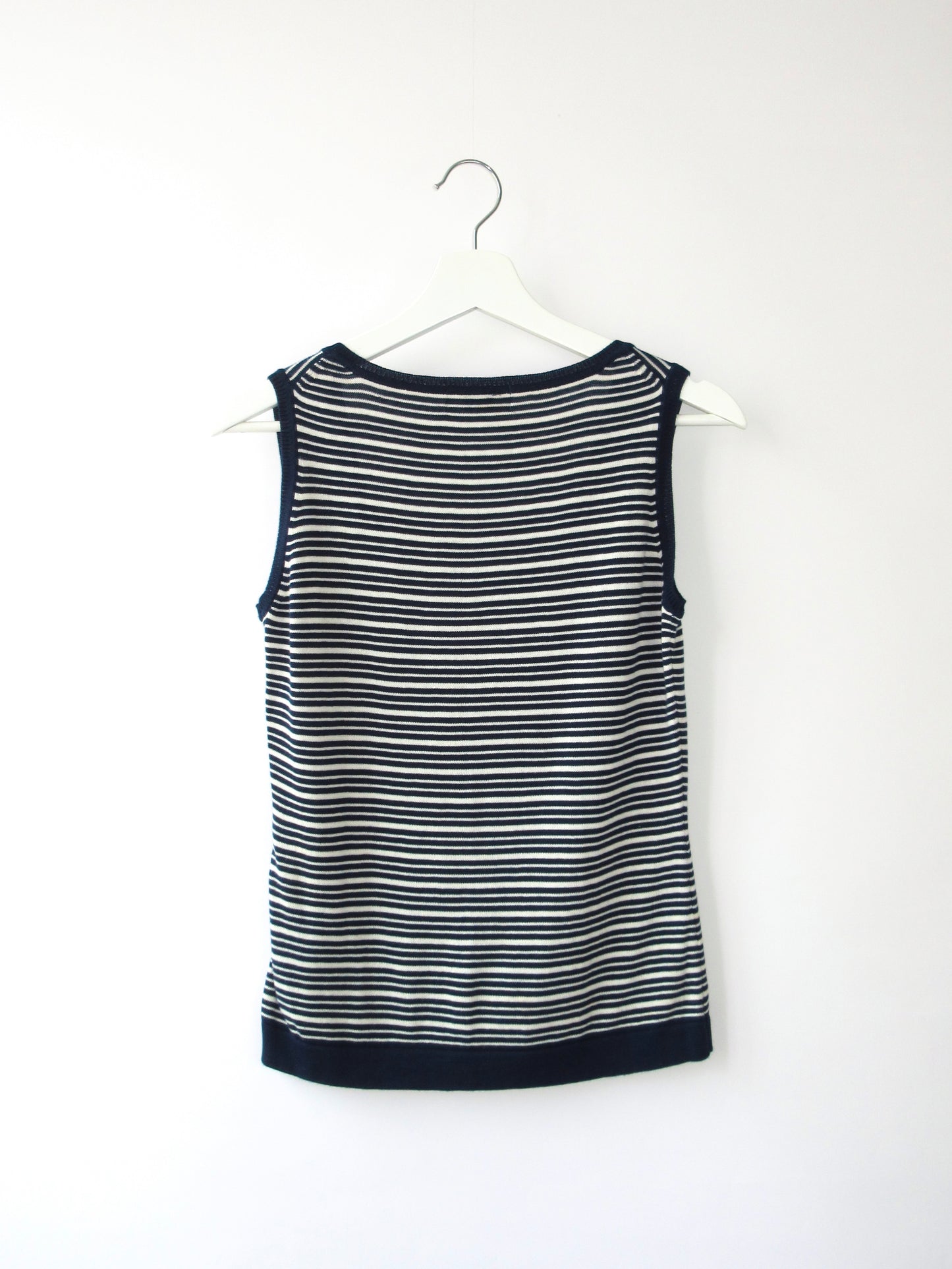 navy stripe sleeveless cotton knit