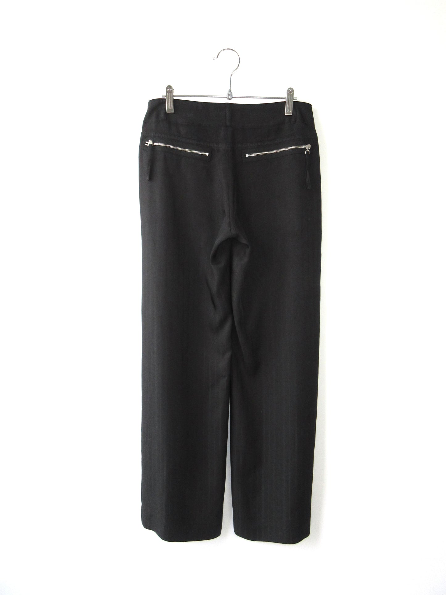 silky stripe button design pants