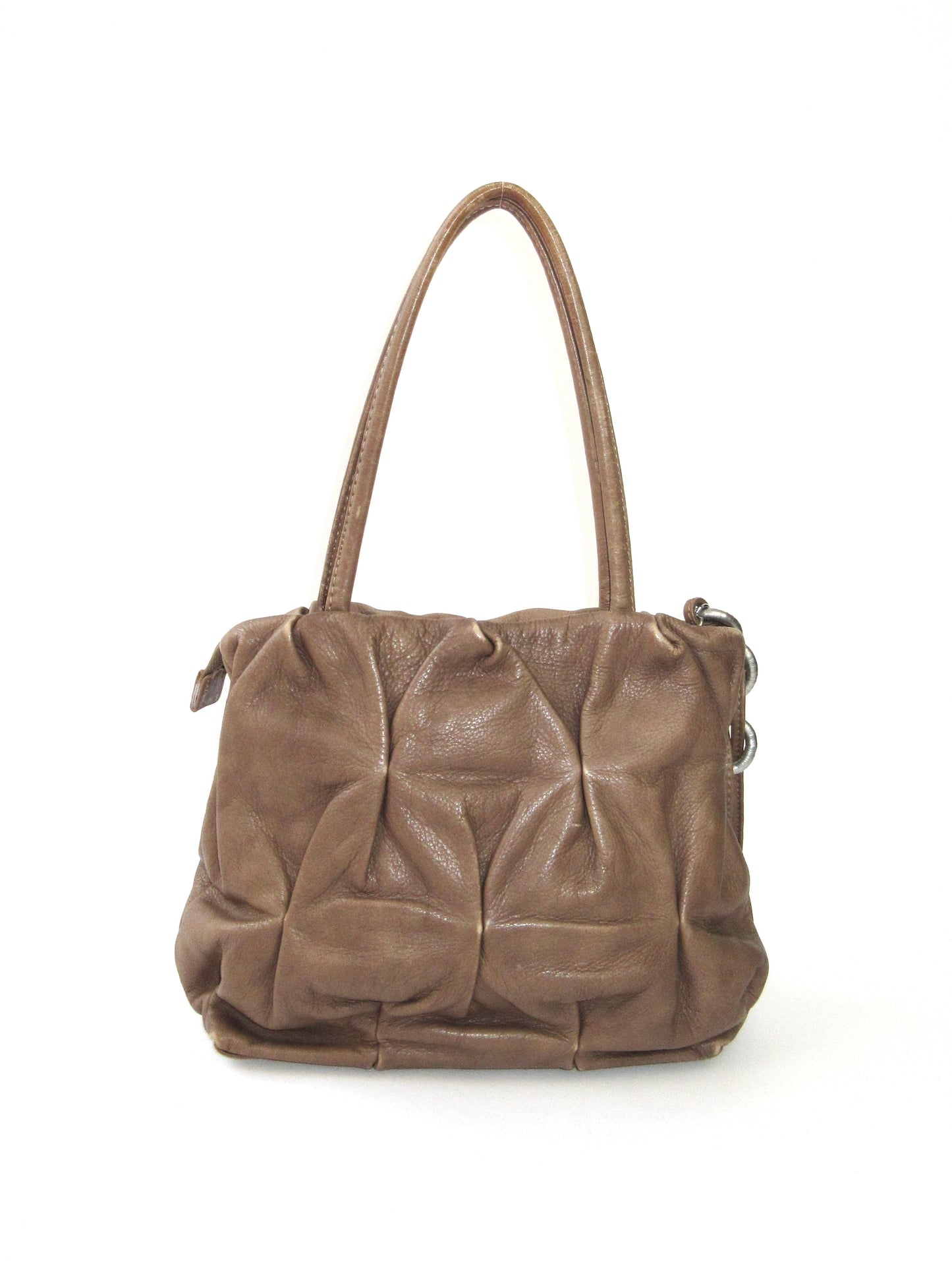 tucked leather shoulder bag