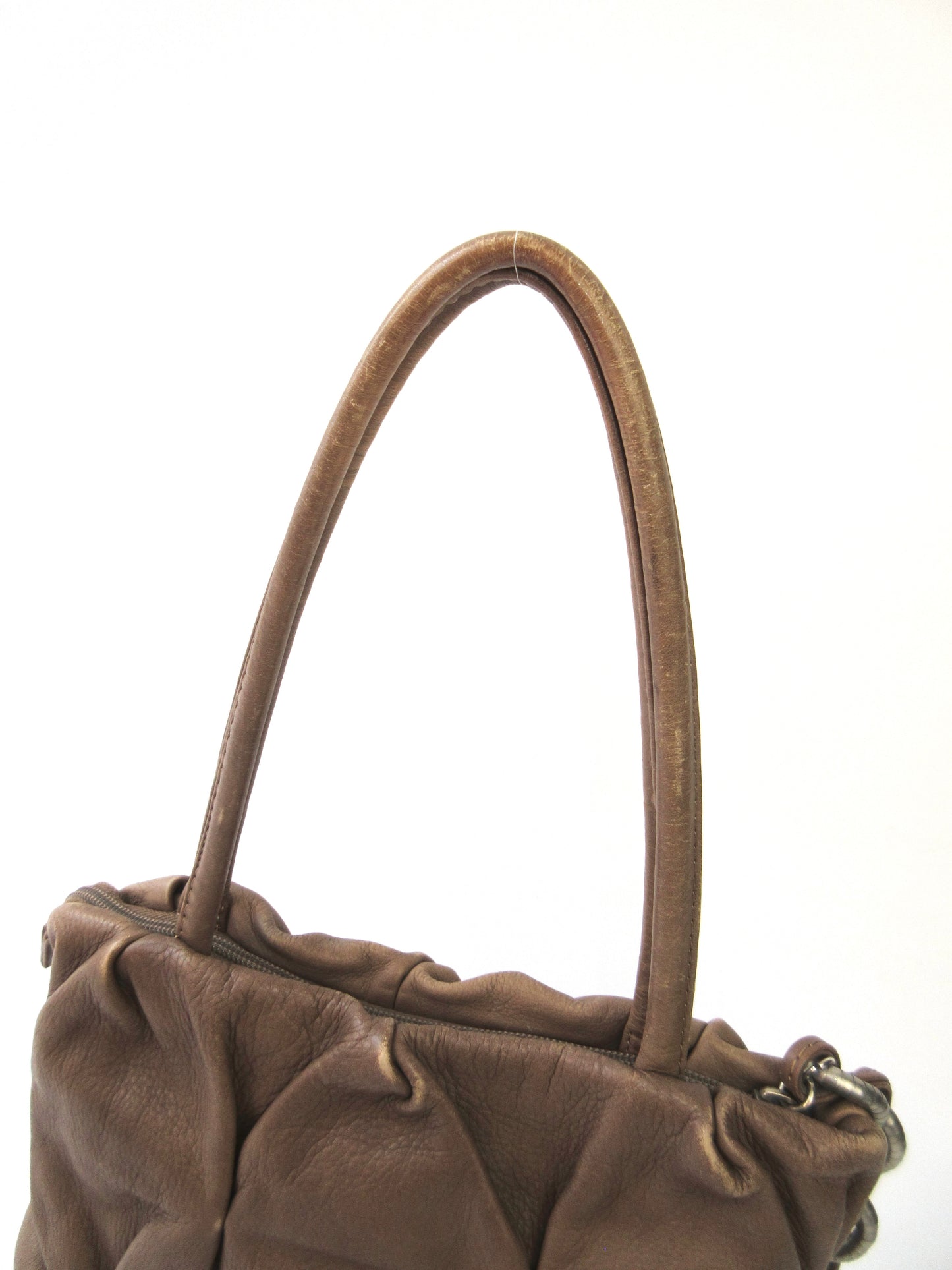 tucked leather shoulder bag