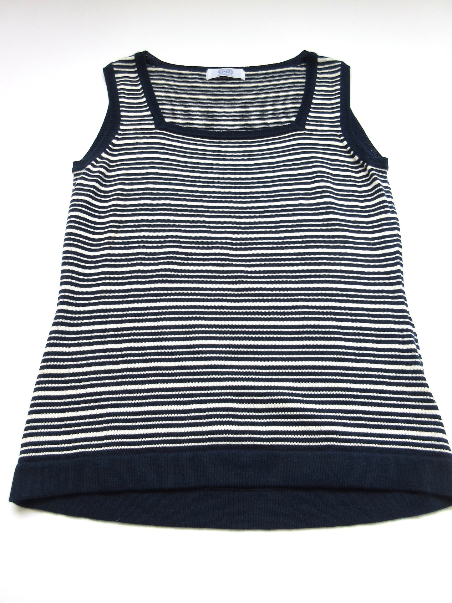 navy stripe sleeveless cotton knit