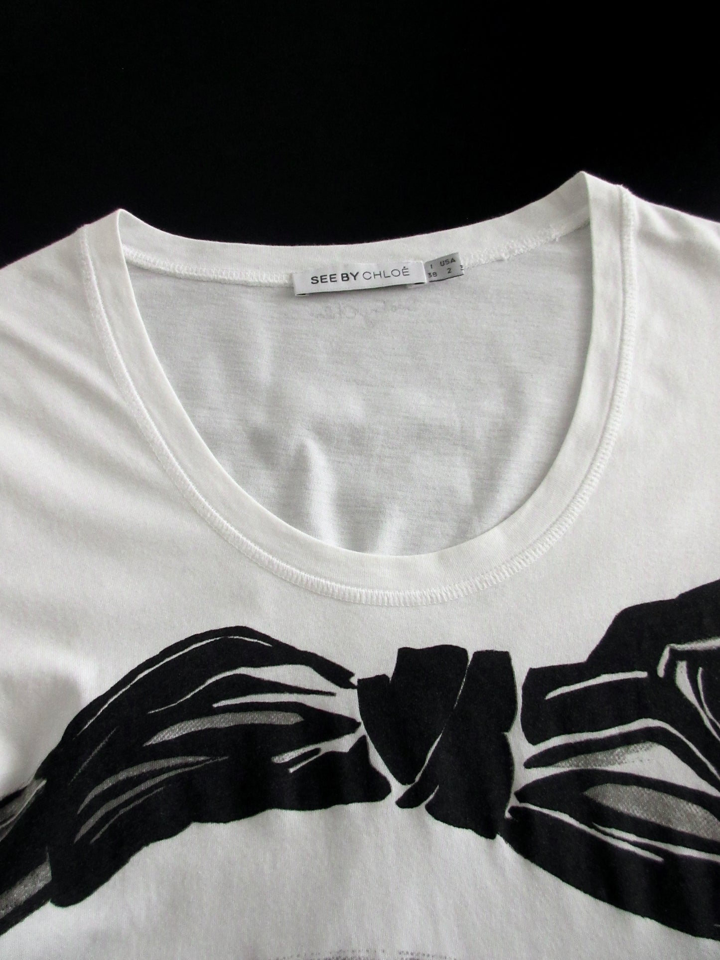 SEE BY CHLOÉ ribbon print tee