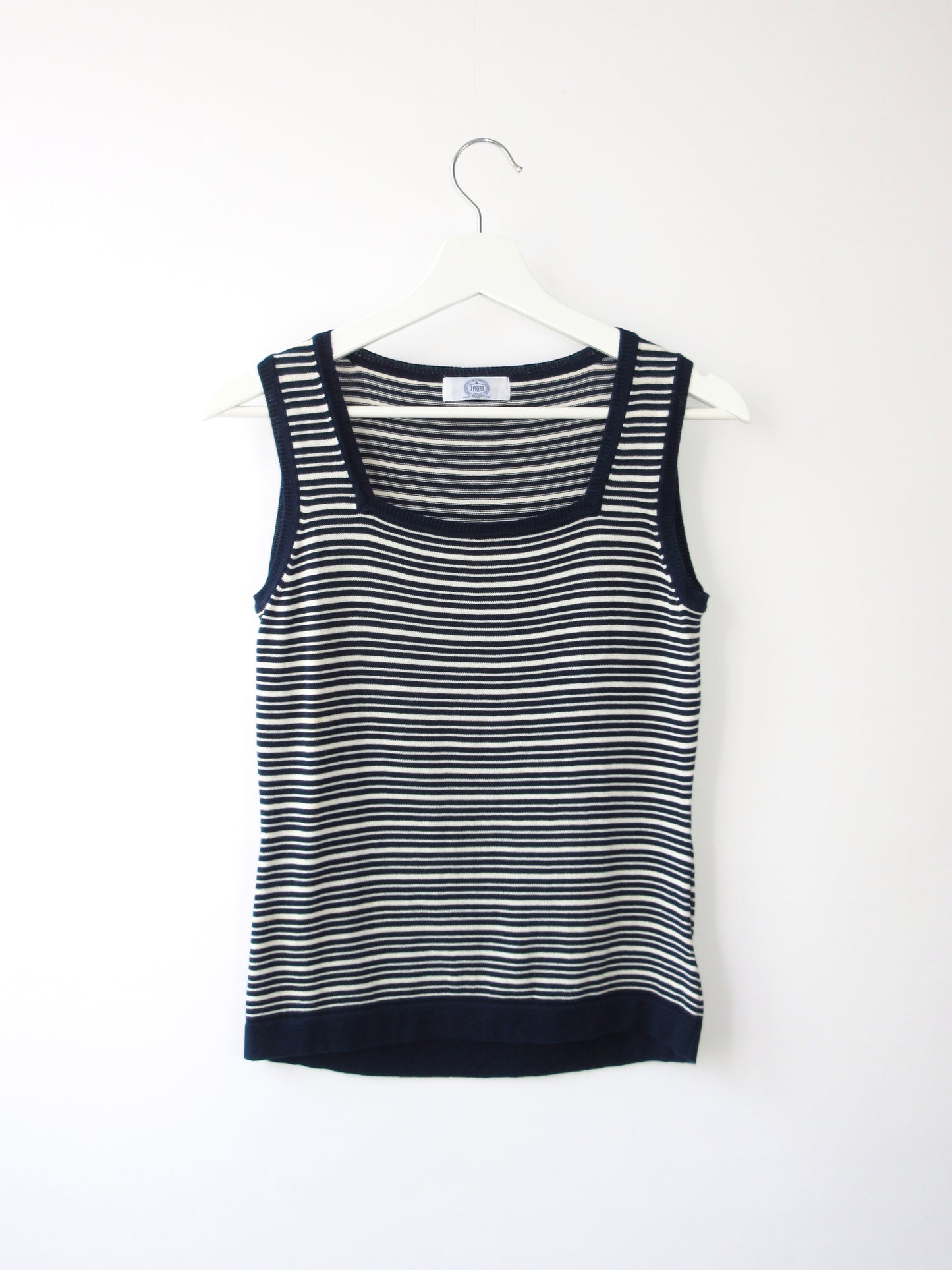 navy stripe sleeveless cotton knit