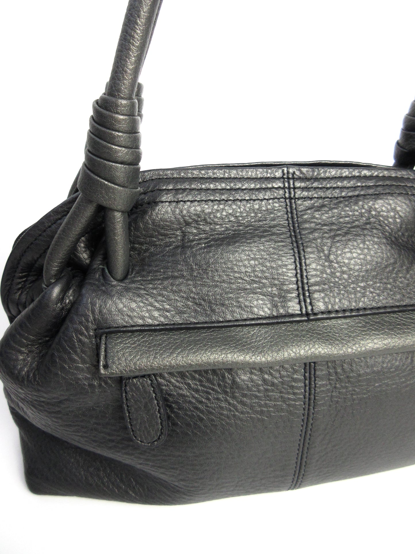 grained leather detail hand bag