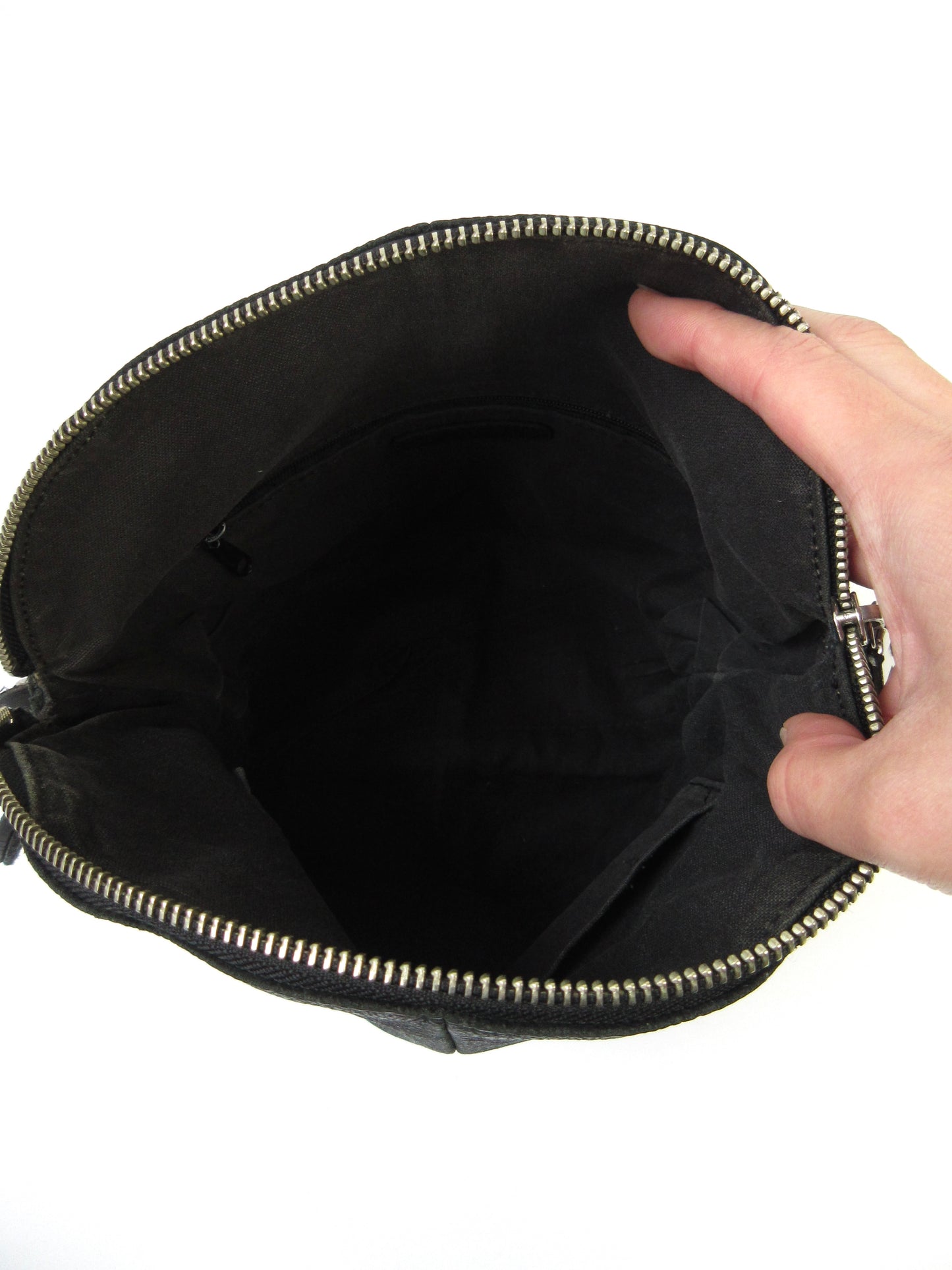 【used】round design leather bag