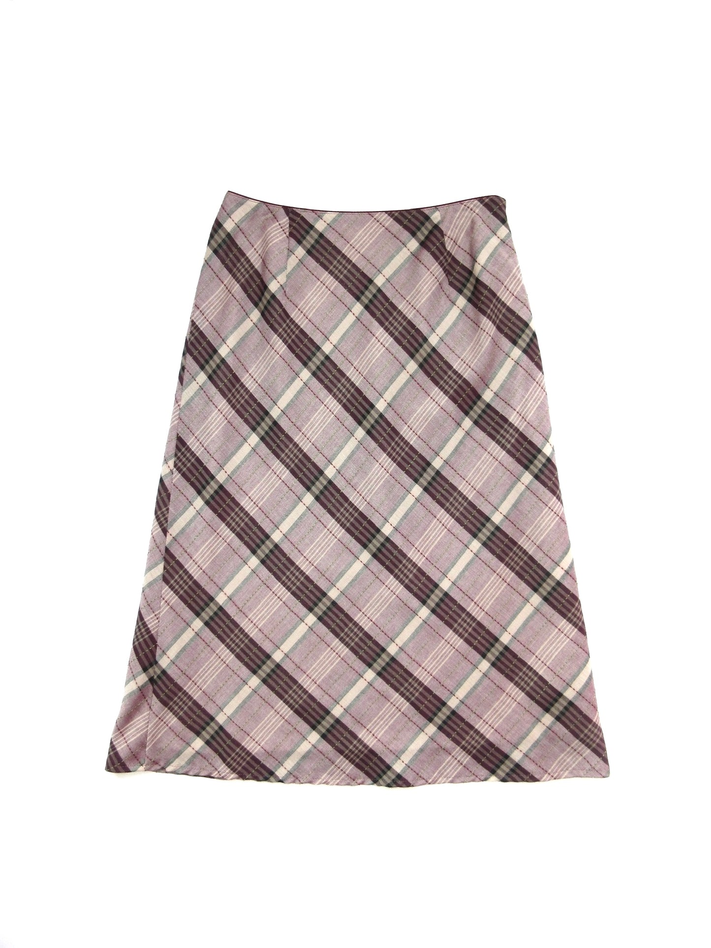 plaid pattern midi skirt