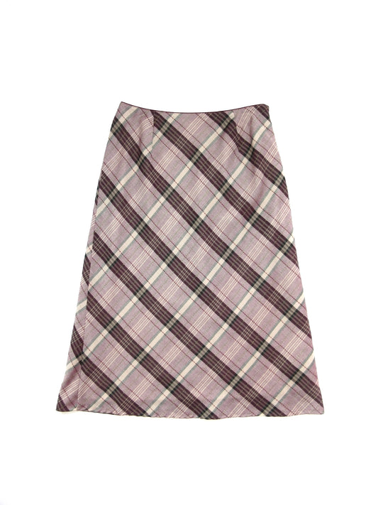 plaid pattern midi skirt