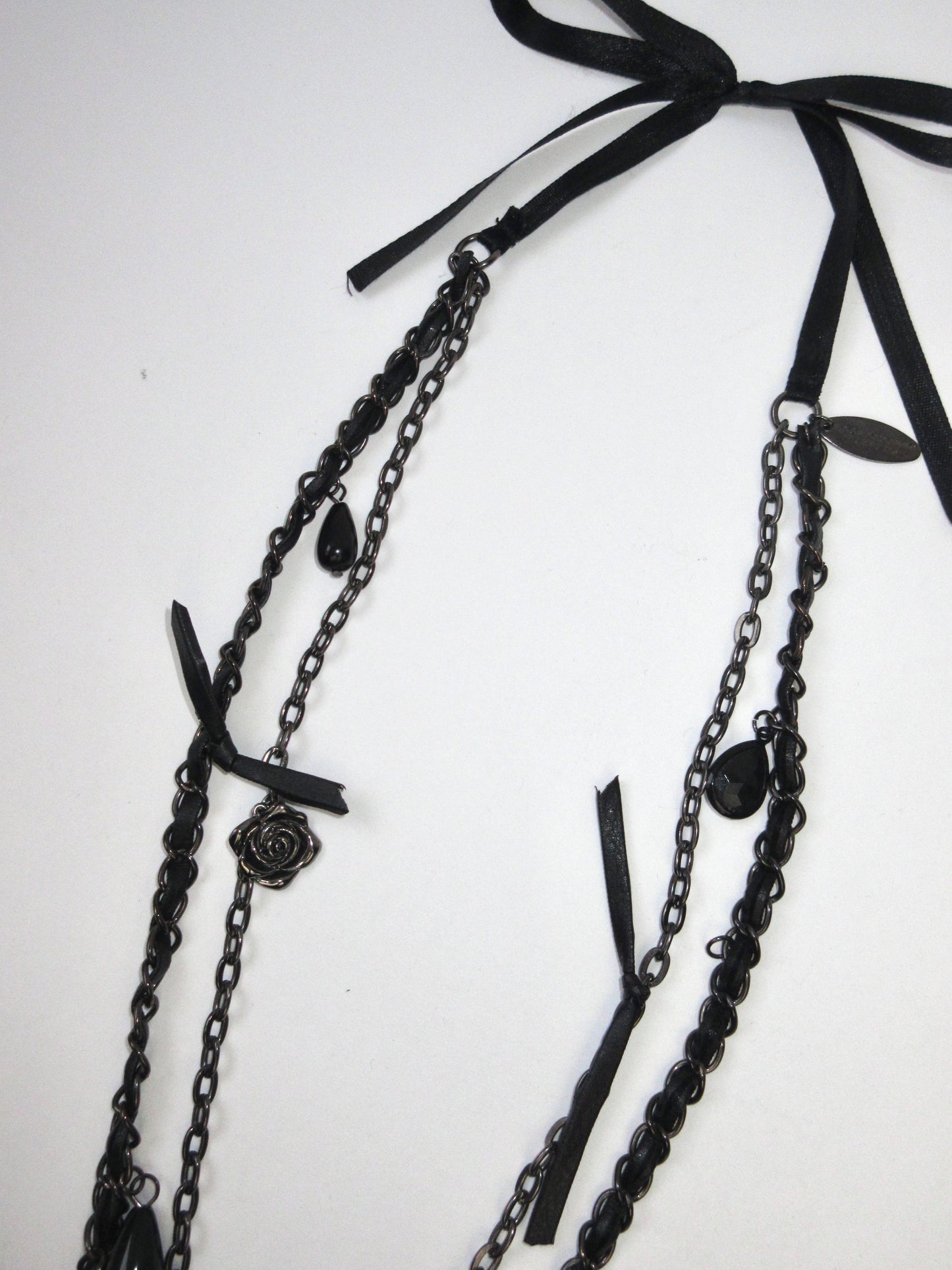 paco rabanne black long necklace