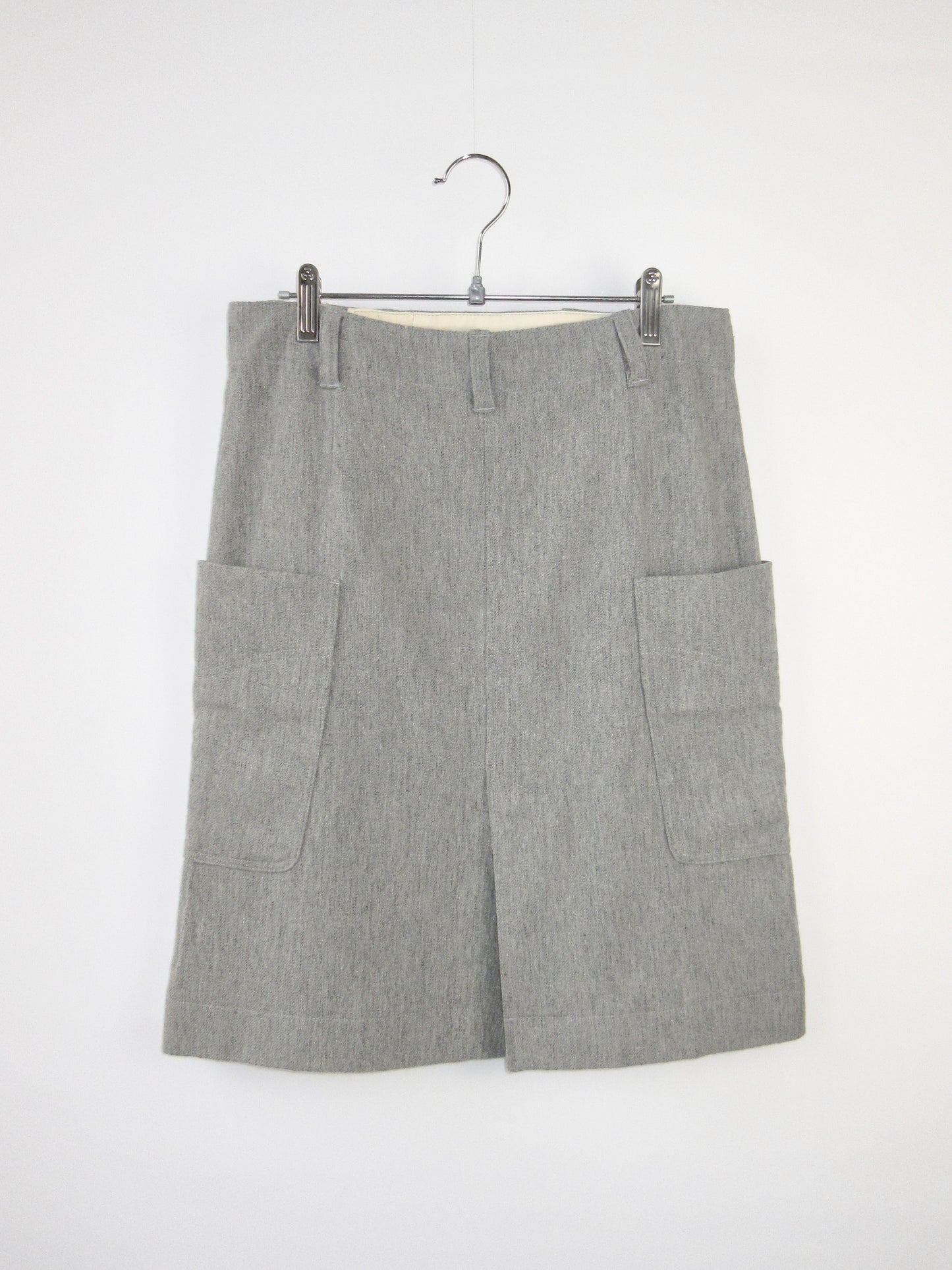 gray button skirt