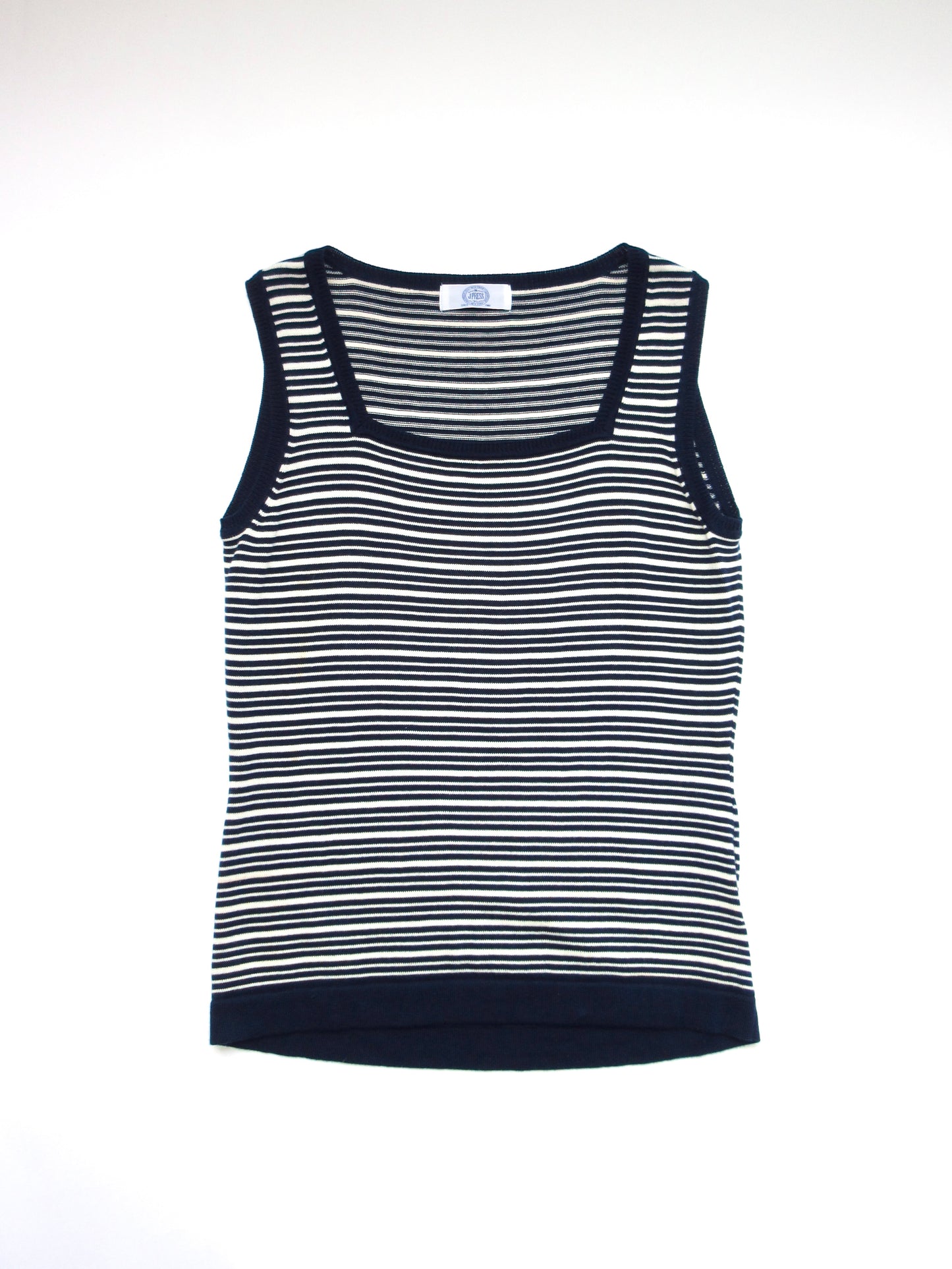 navy stripe sleeveless cotton knit