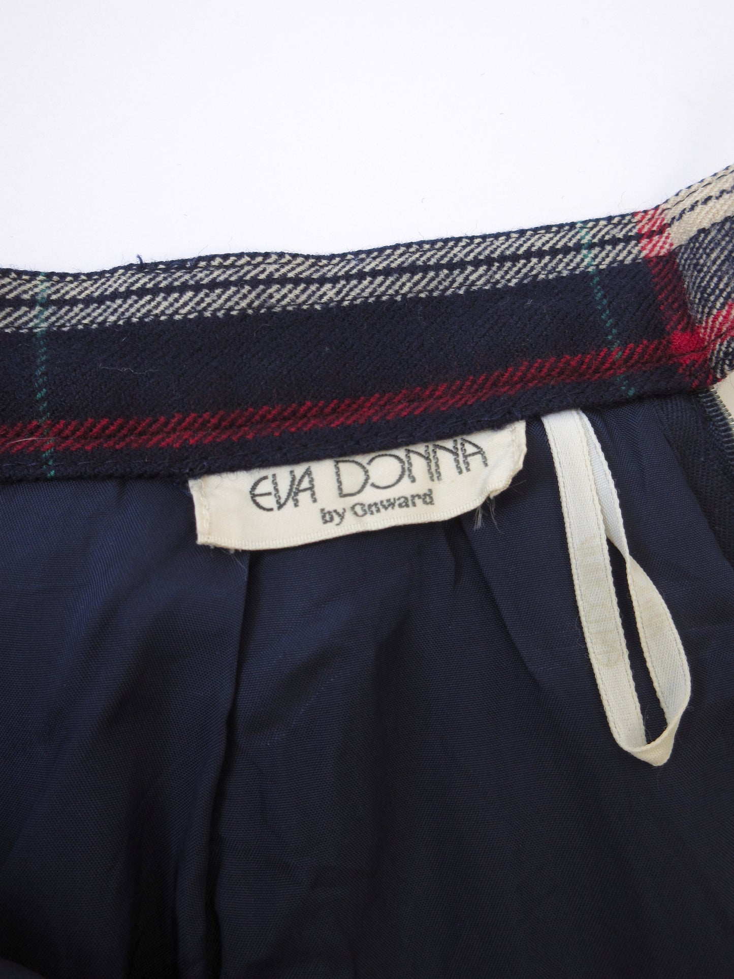 【used】wool plaid pleats skirt