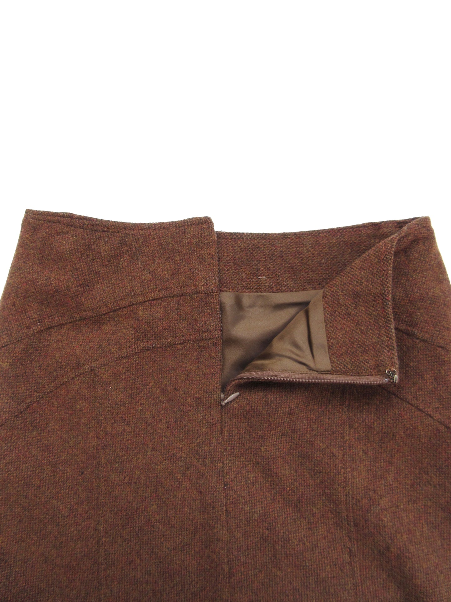 brown wool flare skirt