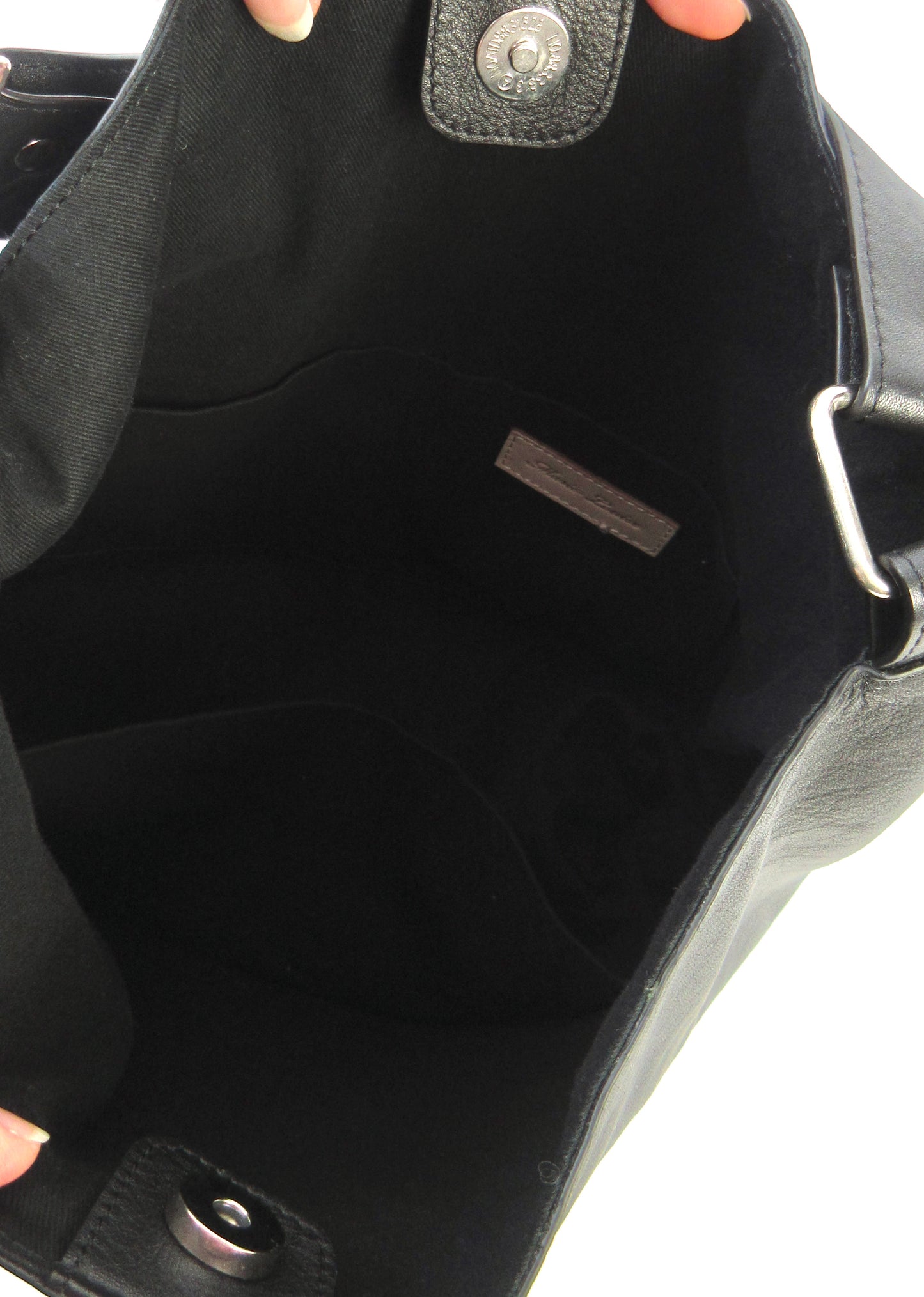 black leather tote bag