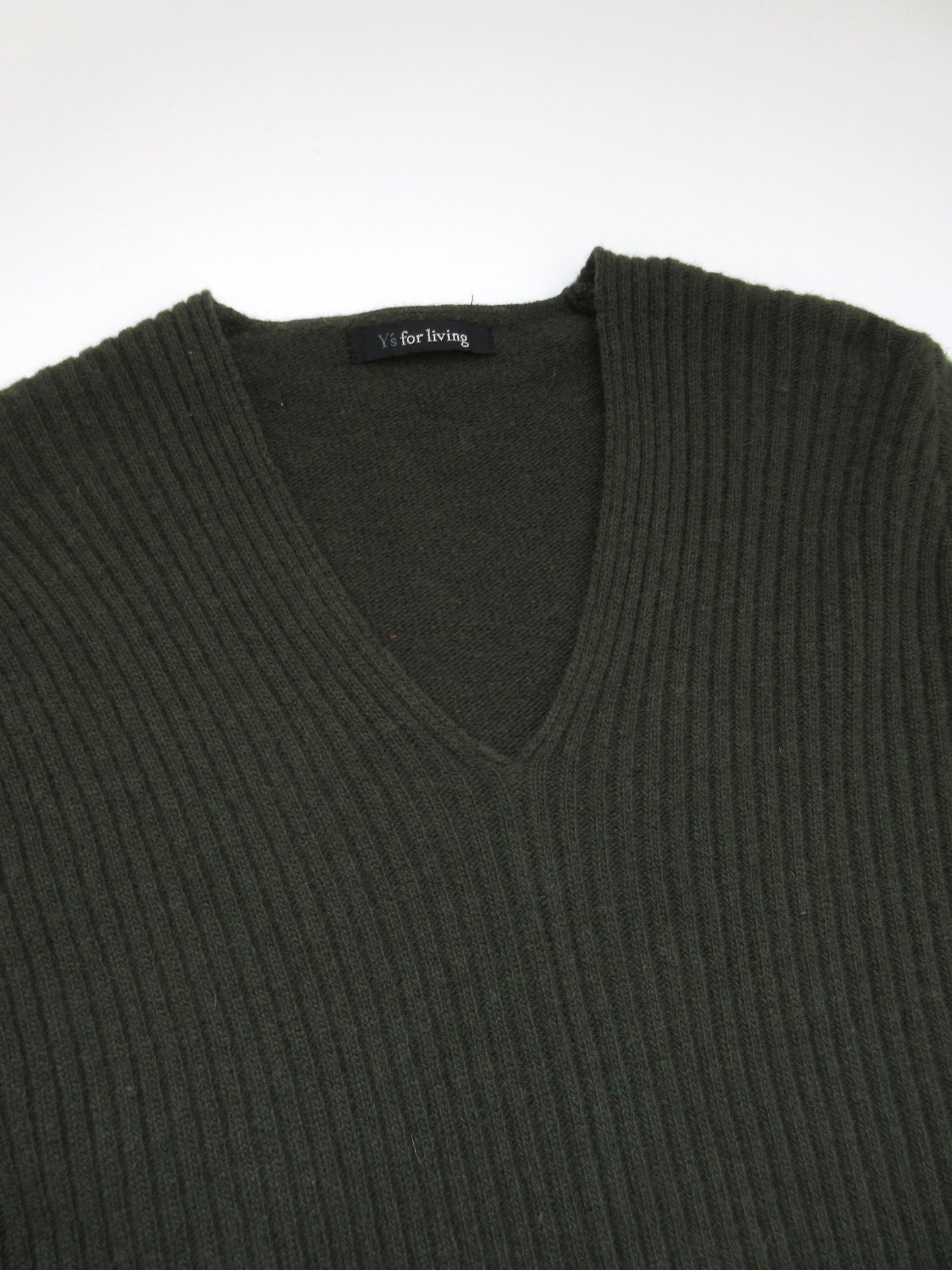 Y's moss green V neck knit