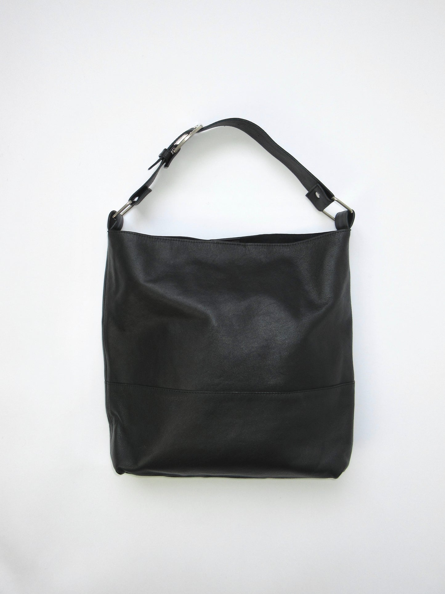 black leather tote bag