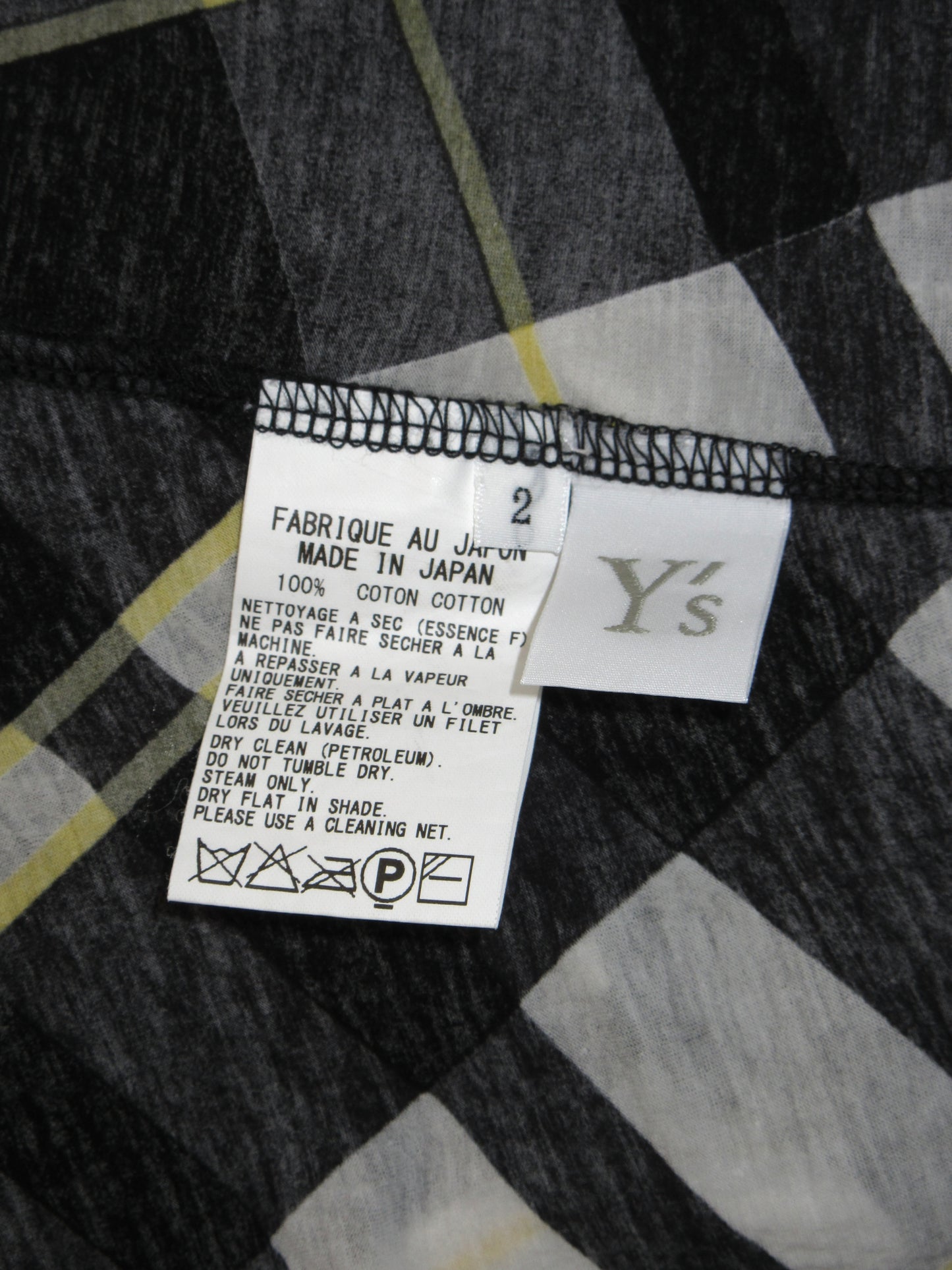 【used】 Y's plaid t-shirt