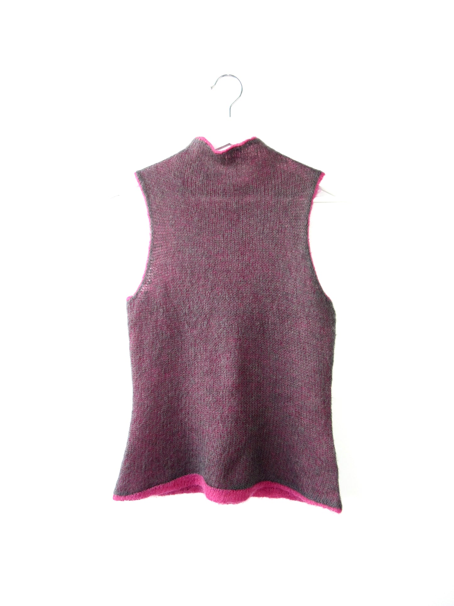 【used】pink×gray reversible knit top