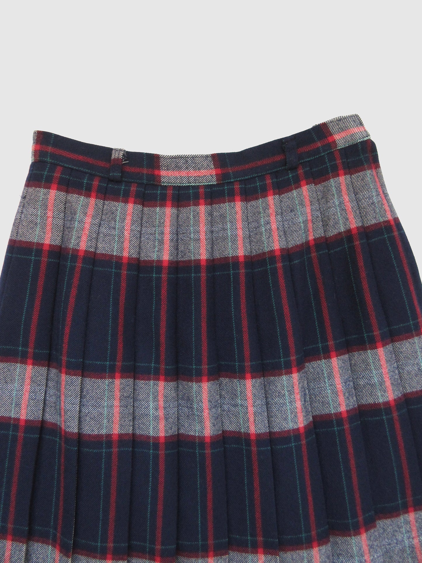 【used】wool plaid pleats skirt